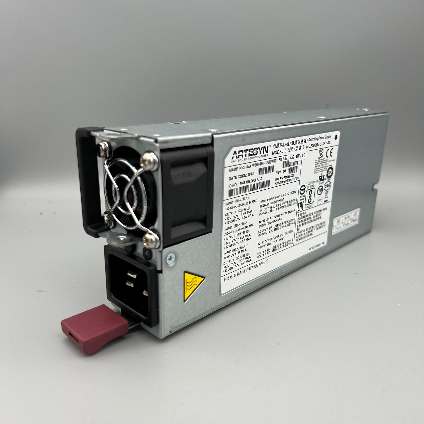 HP P01060-001 ARTESYN 2200W Power Supply P03737-001 MC2200B4-3-3R1-02 80PLUS PLATINUM