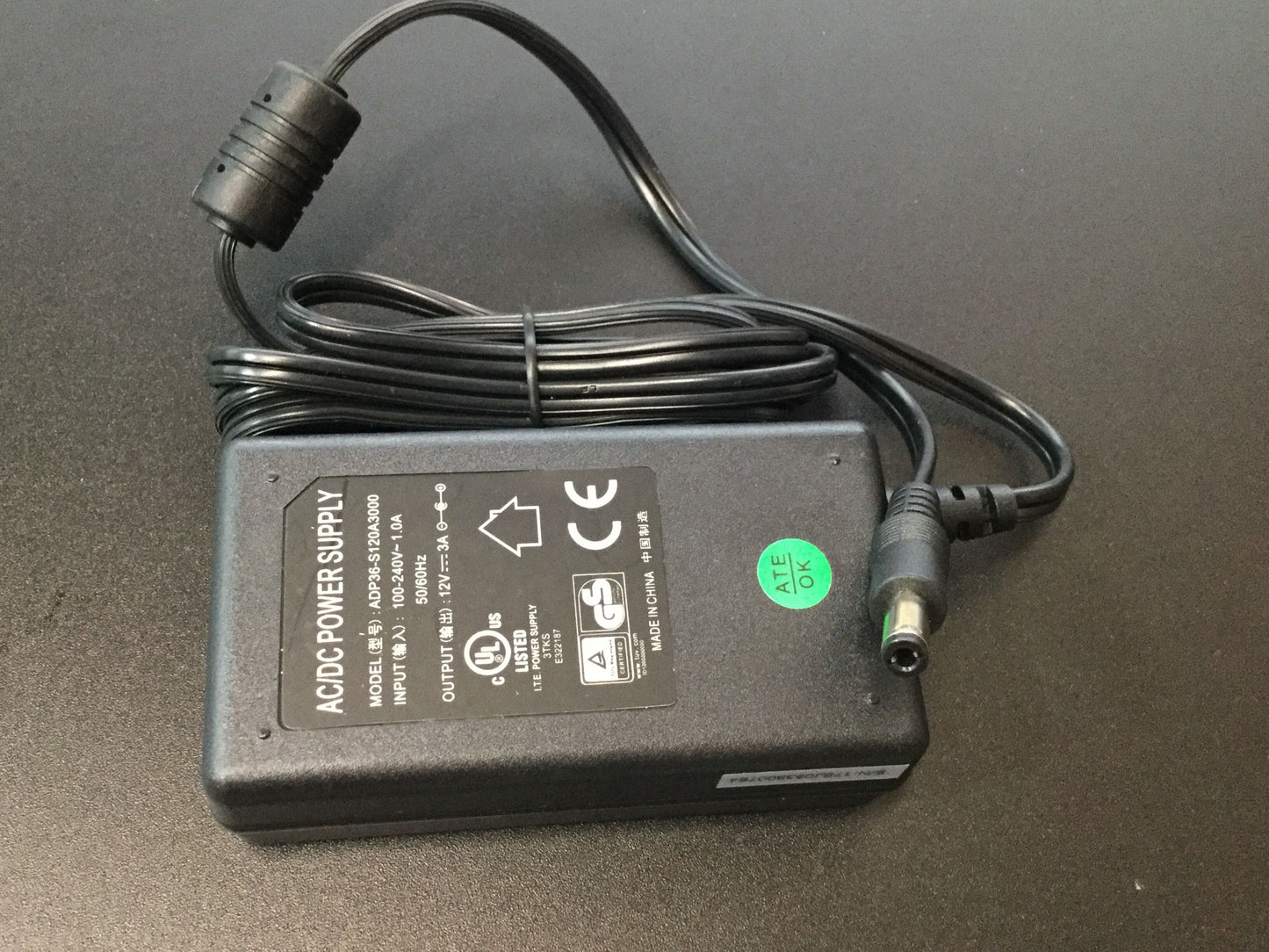ADP36-S120A3000 AC/DC ADAPTER 12V, 3A, 36W