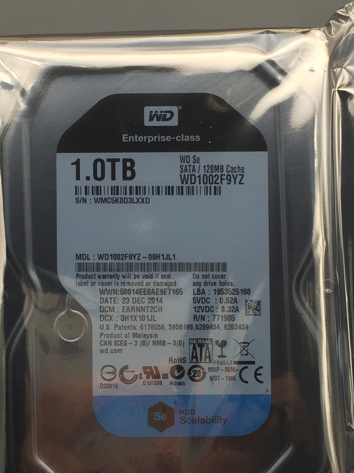 WD WD1002F9YZ-09H1 1TB SATA 3.5-inch Datacenter Enterprise HDD Zero Hours