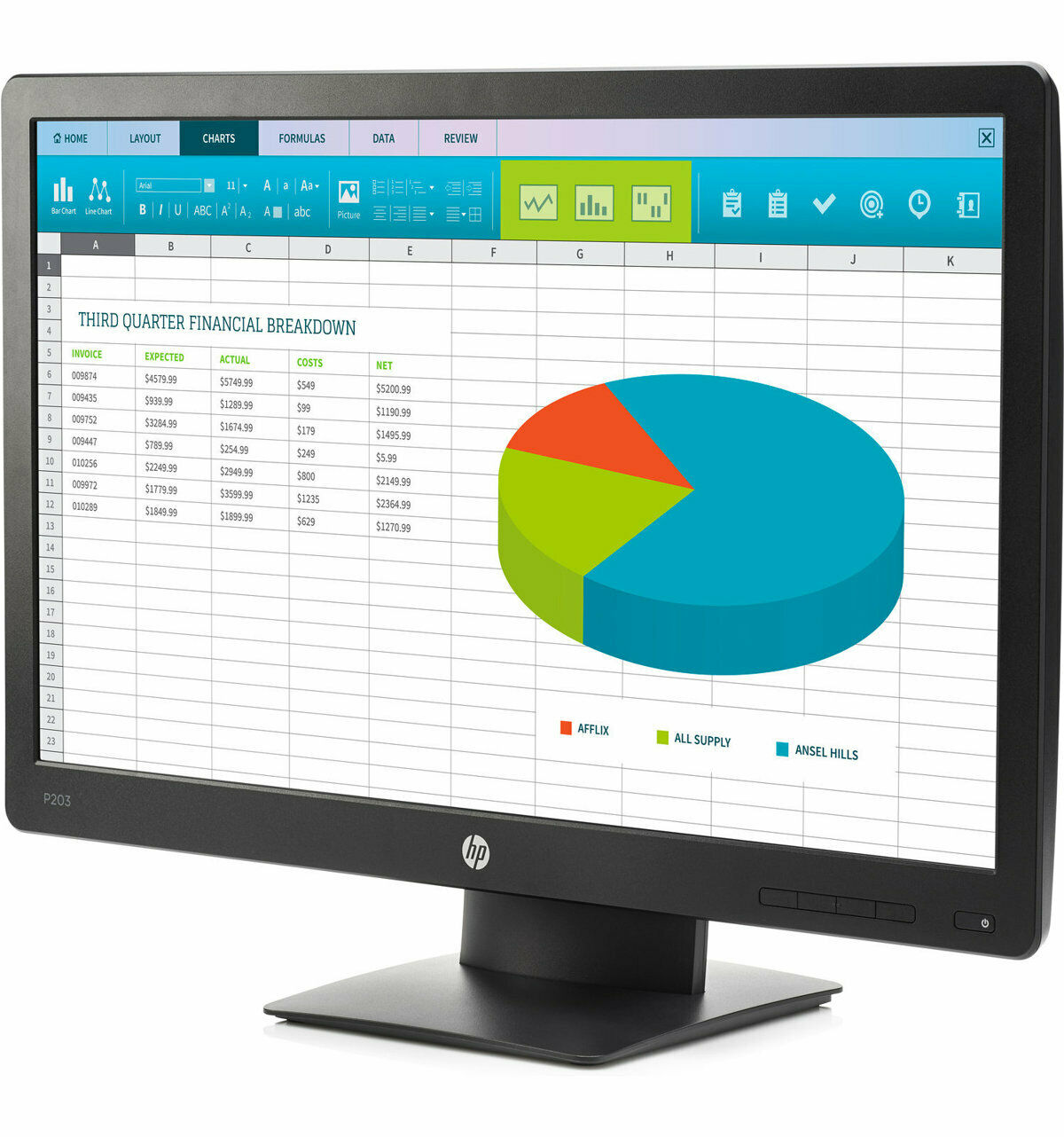HP P203 ProDisplay 20-Inch LED-Lit Monitor Black (X7R53AA#ABA) Used Grade A