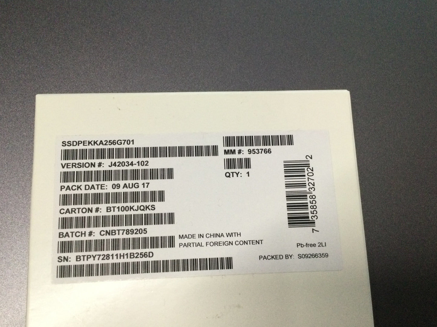 INTEL Corporation INT-SSDPEKKA256G701 Intel 256GB SSD DC P3100 Series M.2 80mm