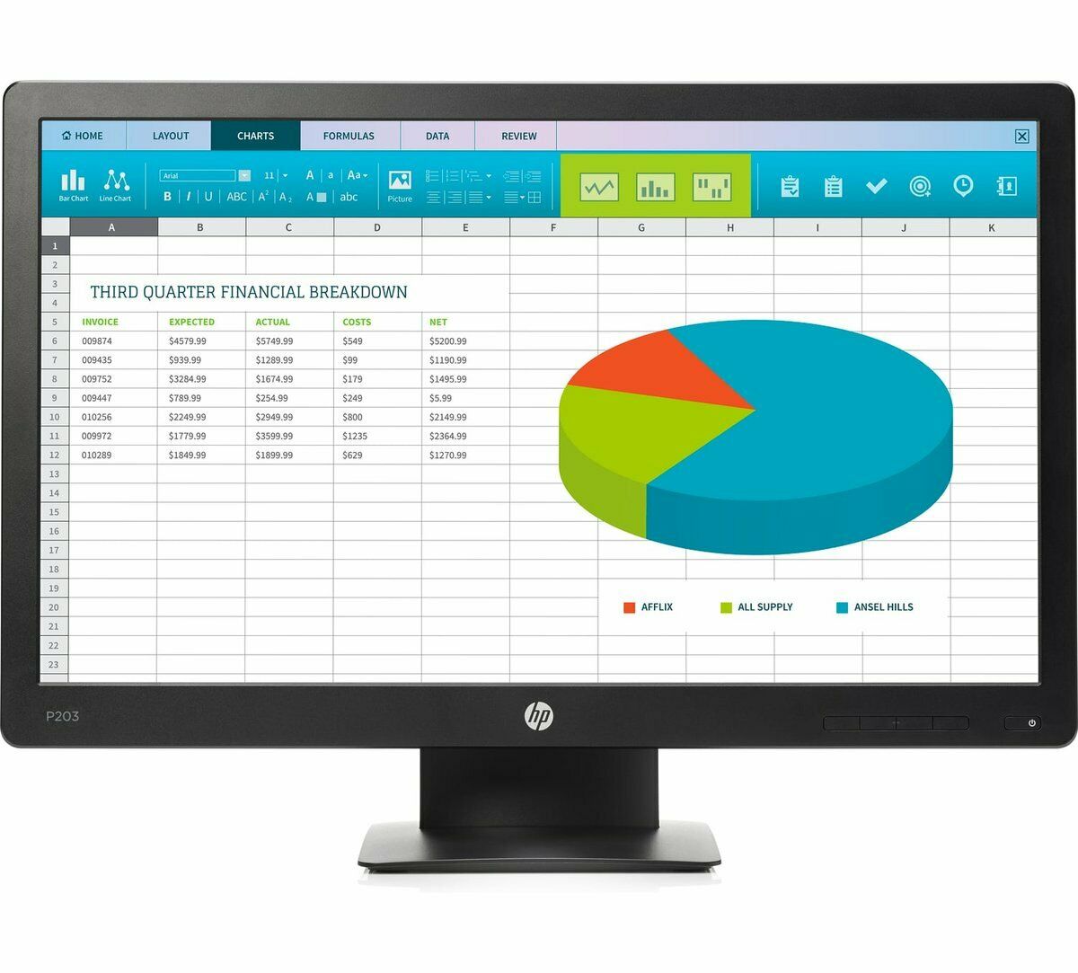 HP P203 ProDisplay 20-Inch LED-Lit Monitor Black (X7R53AA#ABA) Used Grade A
