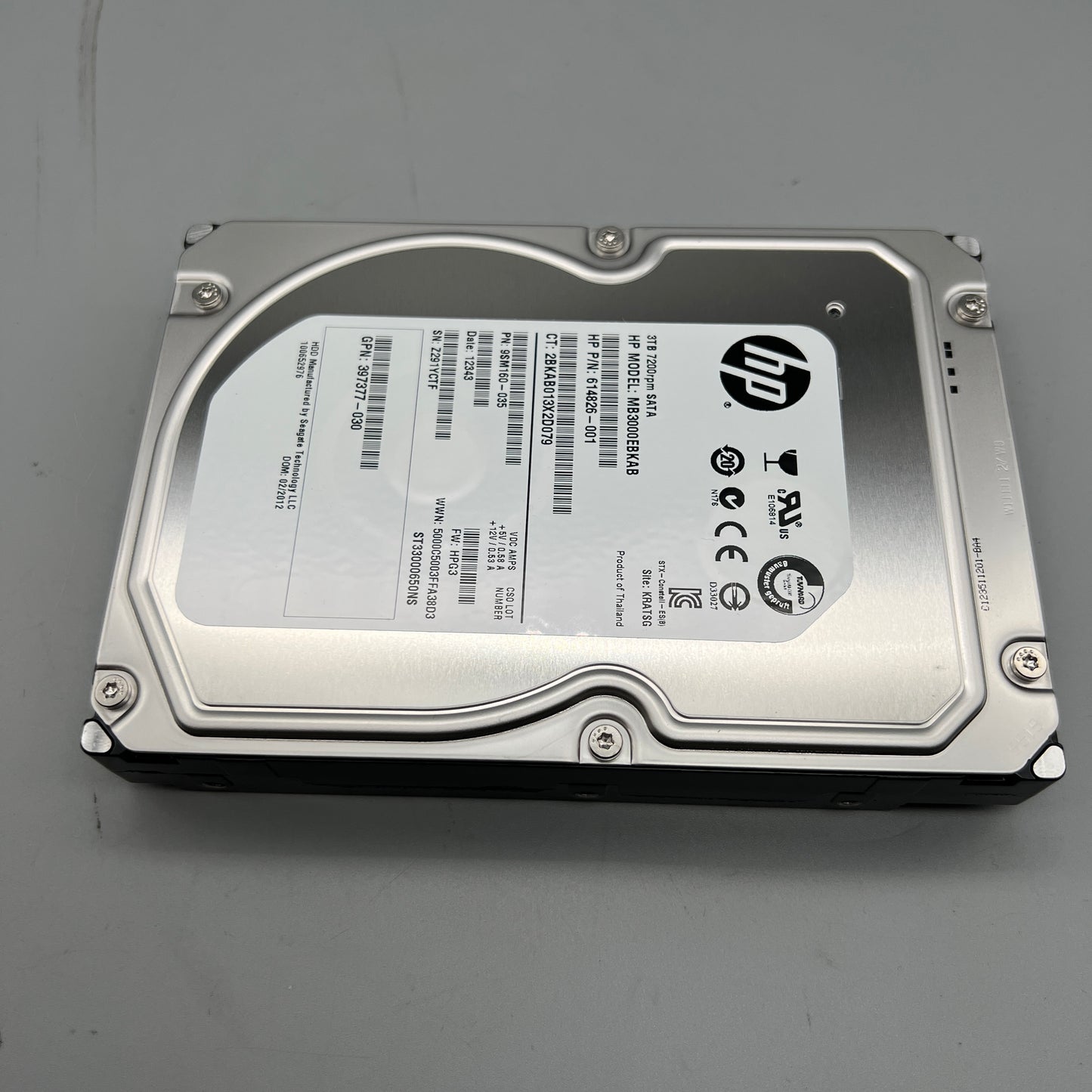 HP 3TB 7.2K SATA HDD Server Grade For ProLiant 614826-001 657587-001 MB3000EBKAB