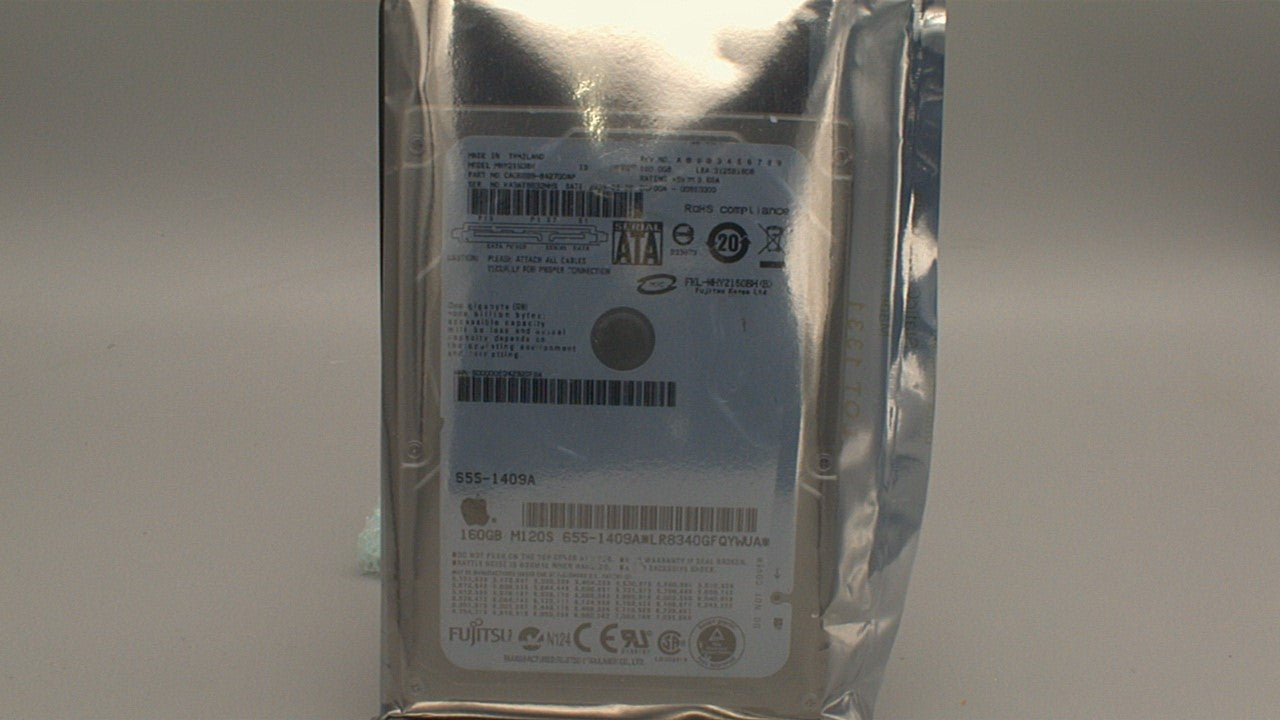 OEM Apple 160GB 2.5" SATA Hard Drive 655-1409A (Fujitsu MHY2160BH) used