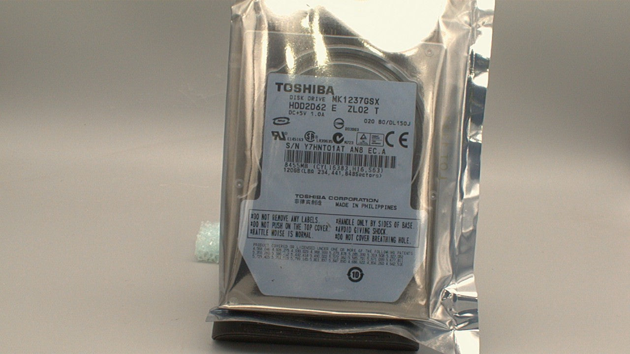 Toshiba 120GB 5400RPM 2.5" SATA II Internal Laptop Hard Drive - MK1237GSX used