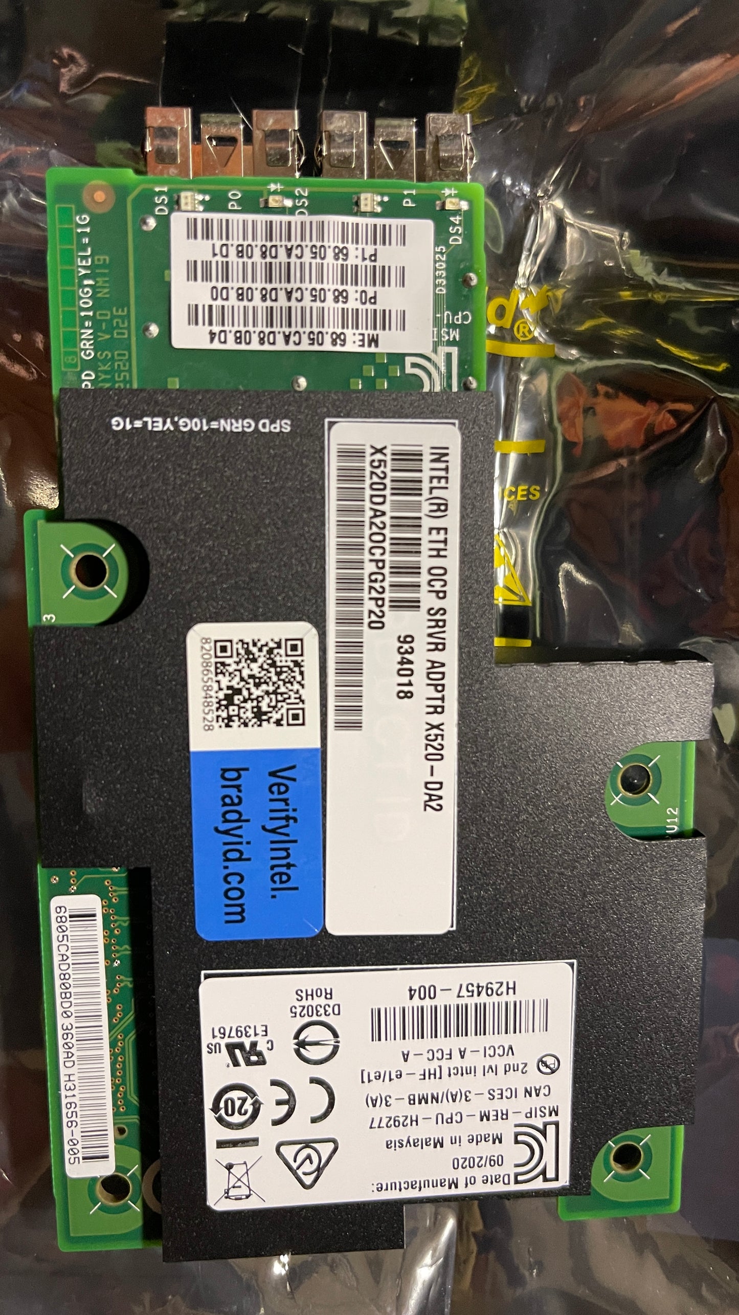 HEWLETT PACKARD 829823-001 HPE CL 10Gb 2Port SFP+OCP Mezz INTL Card X520-DA2