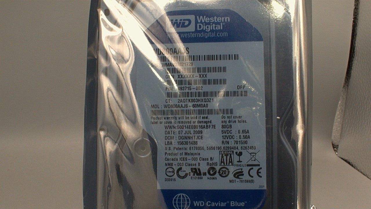 WD Caviar WD800AAJS-60M0A0 Blue 80GB 7200 RPM 8MB SATA 3.0Gb/s 3.5" HDD used