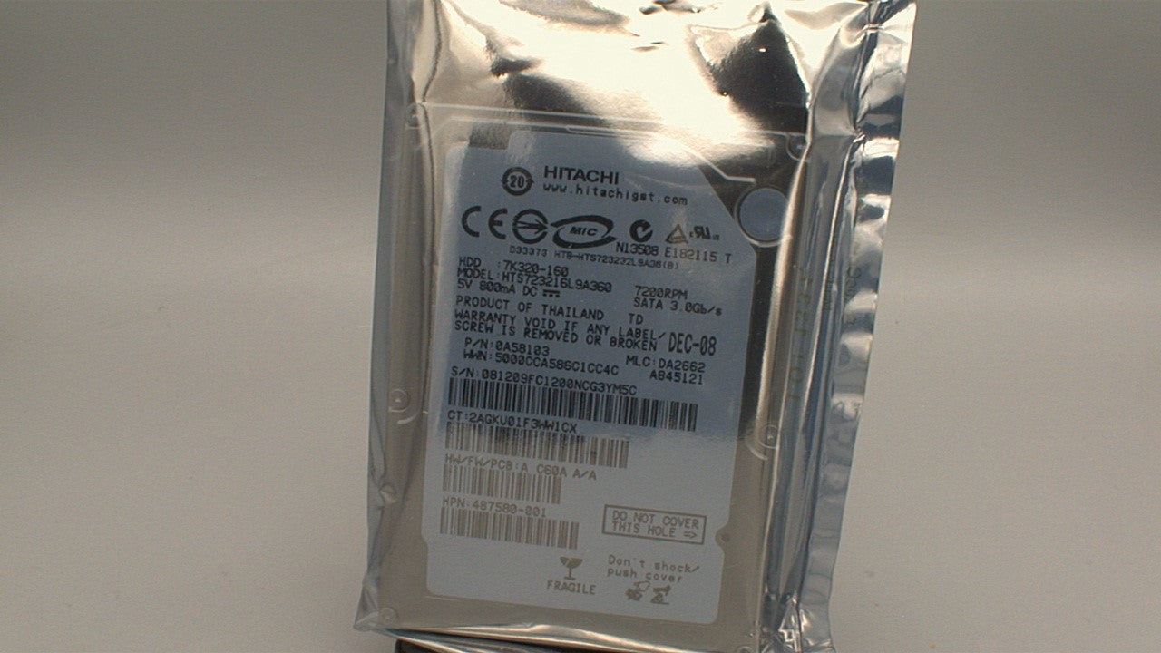 Hitachi Travelstar 7K320 160GB 7200 RPM SATA 2.5" Internal Laptop Hard Drive (HTS723216L9A360) used