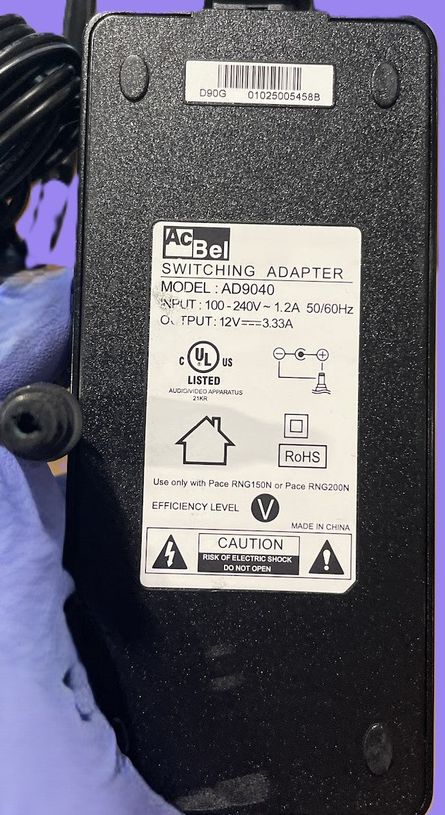 AcBel AD9040 40W 12V 3.33A switching adapter used
