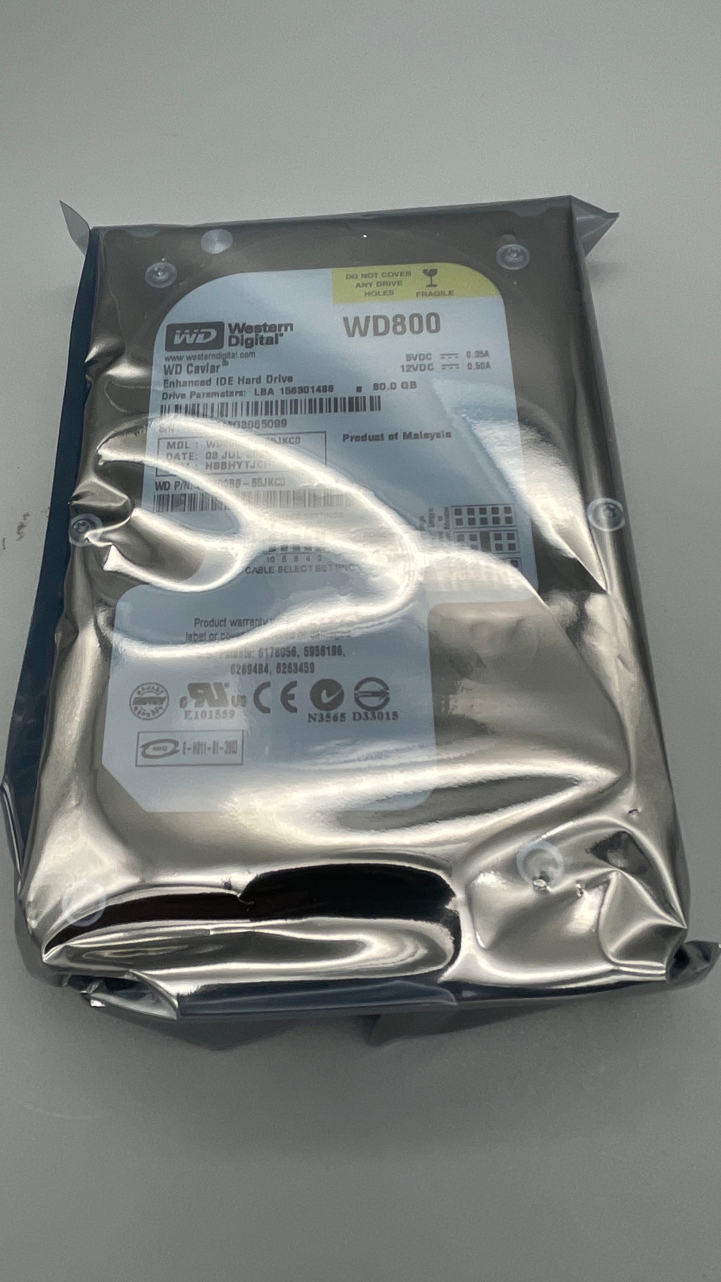 Western Digital WD800BB-55JKC0 - 80GB 7.2K RPM IDE 3.5" Hard Disk Drive used
