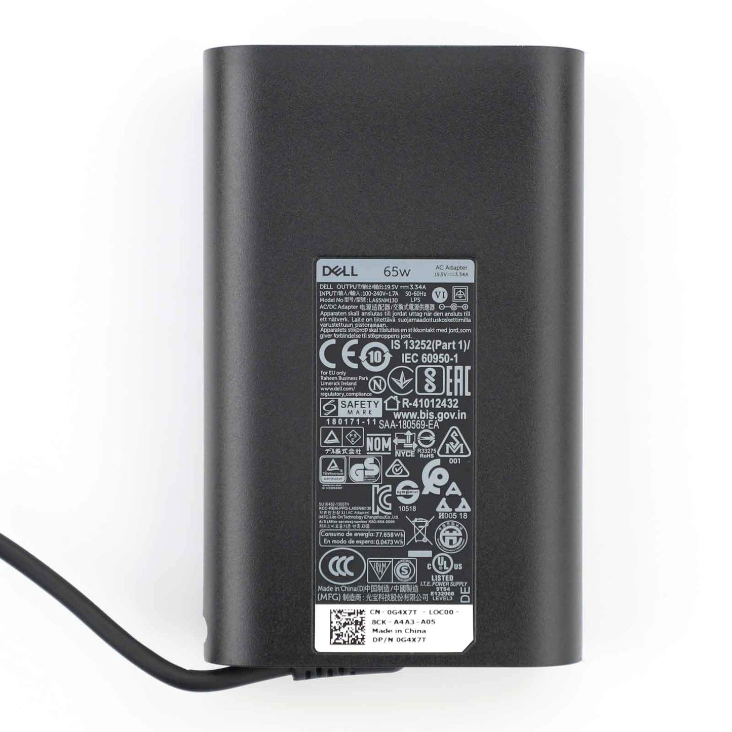 Dell 65W 19.5V 3.34A Ac Adapter Charger Power Supply LA65NM130 USED