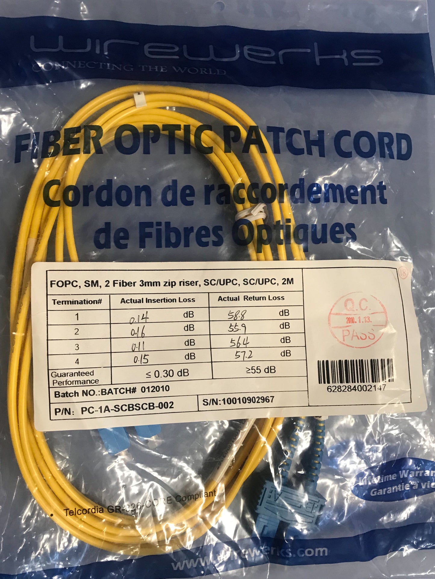 FOPC, SM, 2 Fiber 3mm zip riser, SC/UPC, SC/UPC, 2M