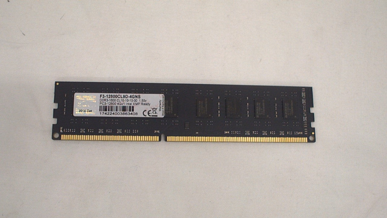 G.SKILL 4GB (1 x 4GB) DIMM DDR3 1600MHz Memory F3-12800CL9D-4GNS Used