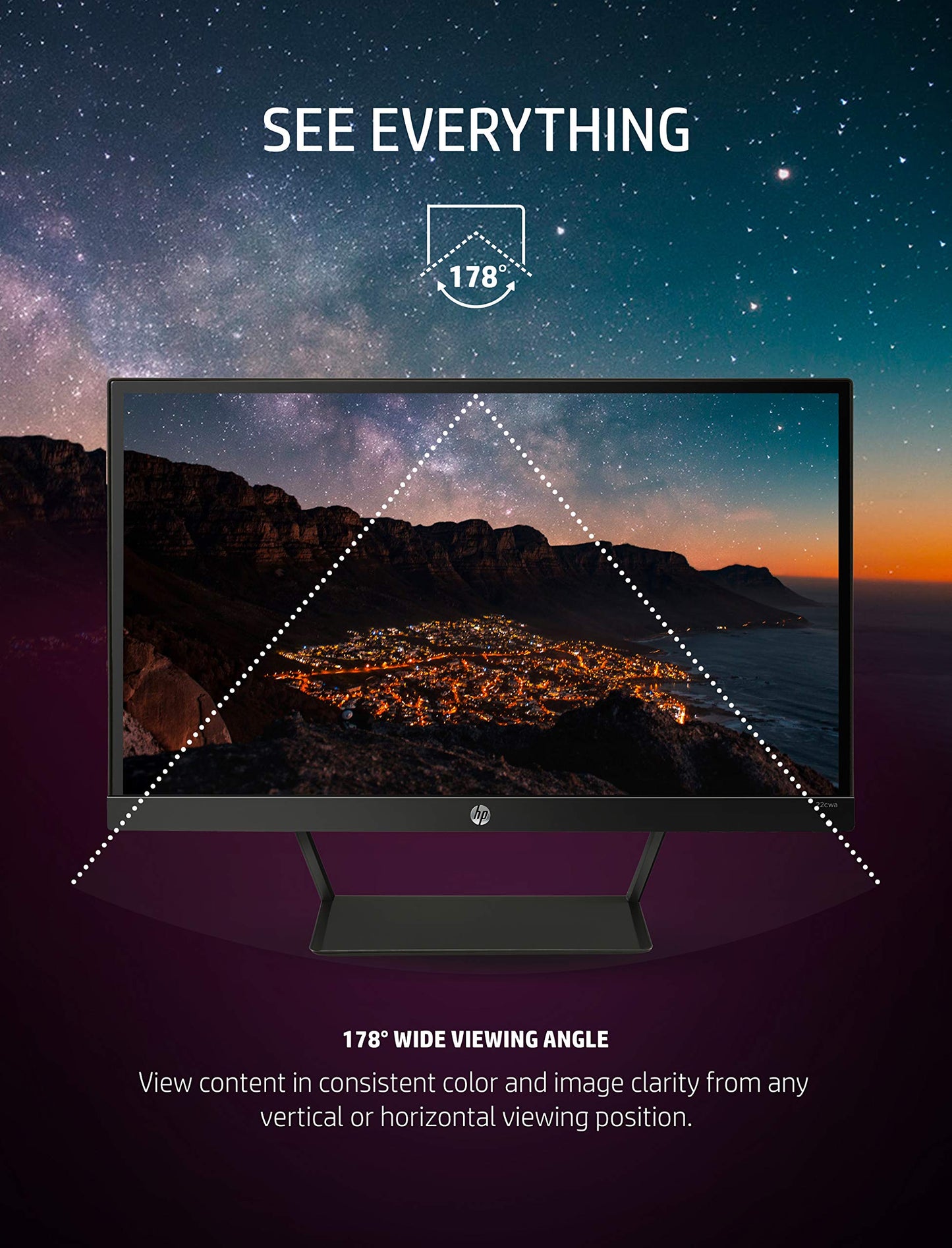 HP Pavilion 22cwa 21.5-Inch Full HD 1080p IPS LED Monitor, Tilt, VGA and HDMI (T4Q59AA) - Black used, Grade A