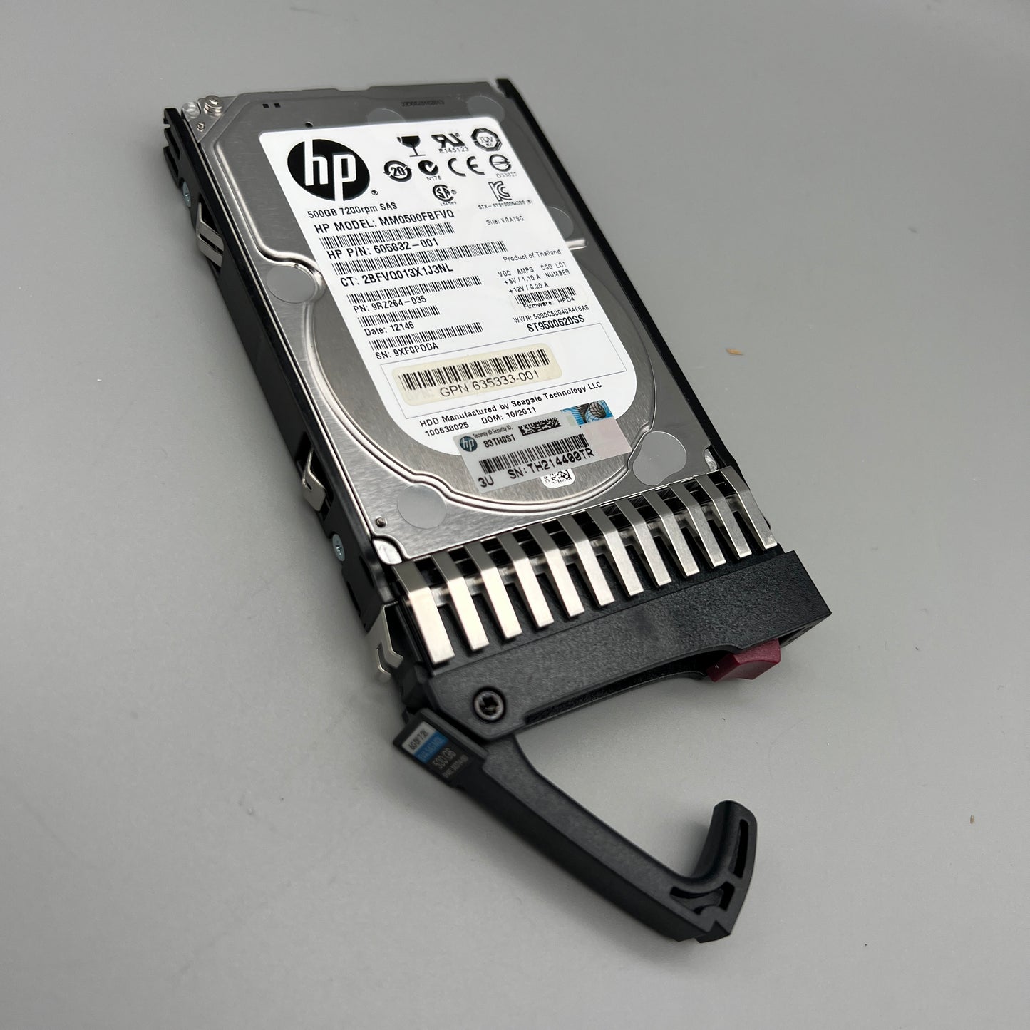 HP 500GB 7200rpm SAS 2.5" MDL with tray 635333-001 605832-001 583714-001