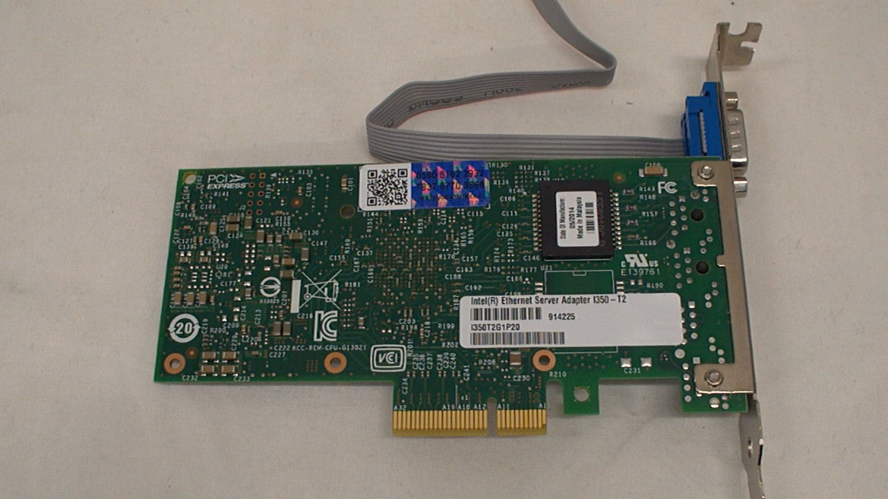 Intel Ethernet Server Adapter I350-T2 I350T2G1P20 /w Serial Port Cable Used