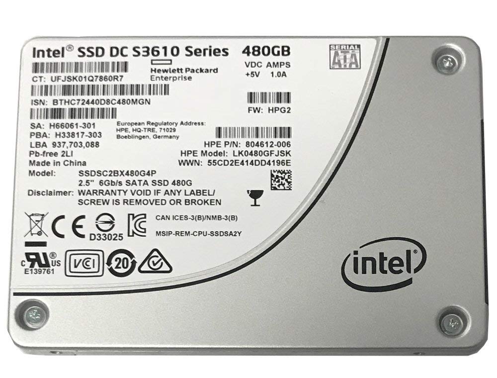 HP 804612-006 Intel DC S3610 Series 480GB 2.5-inch 7mm SATA III MLC (6.0Gb/s)