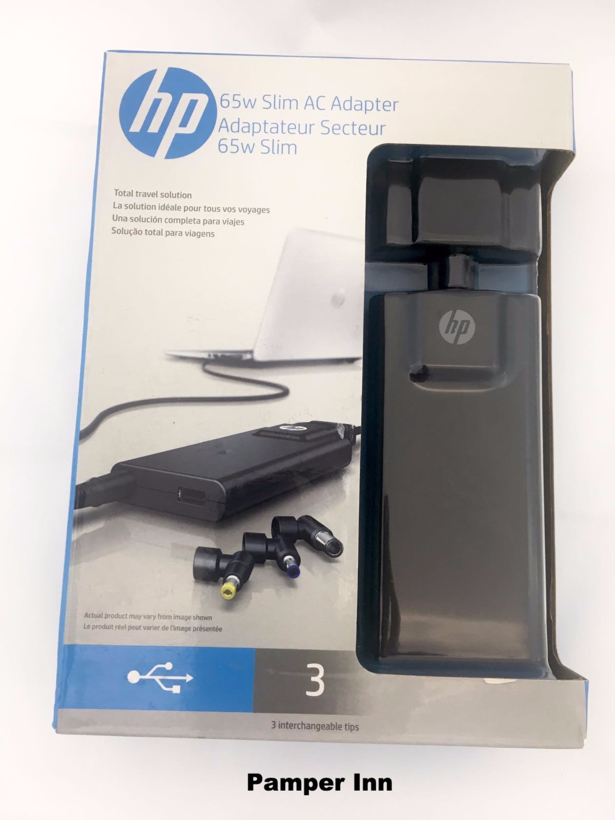 HP - 65W Slim AC Adapter for Select HP Laptops - Black