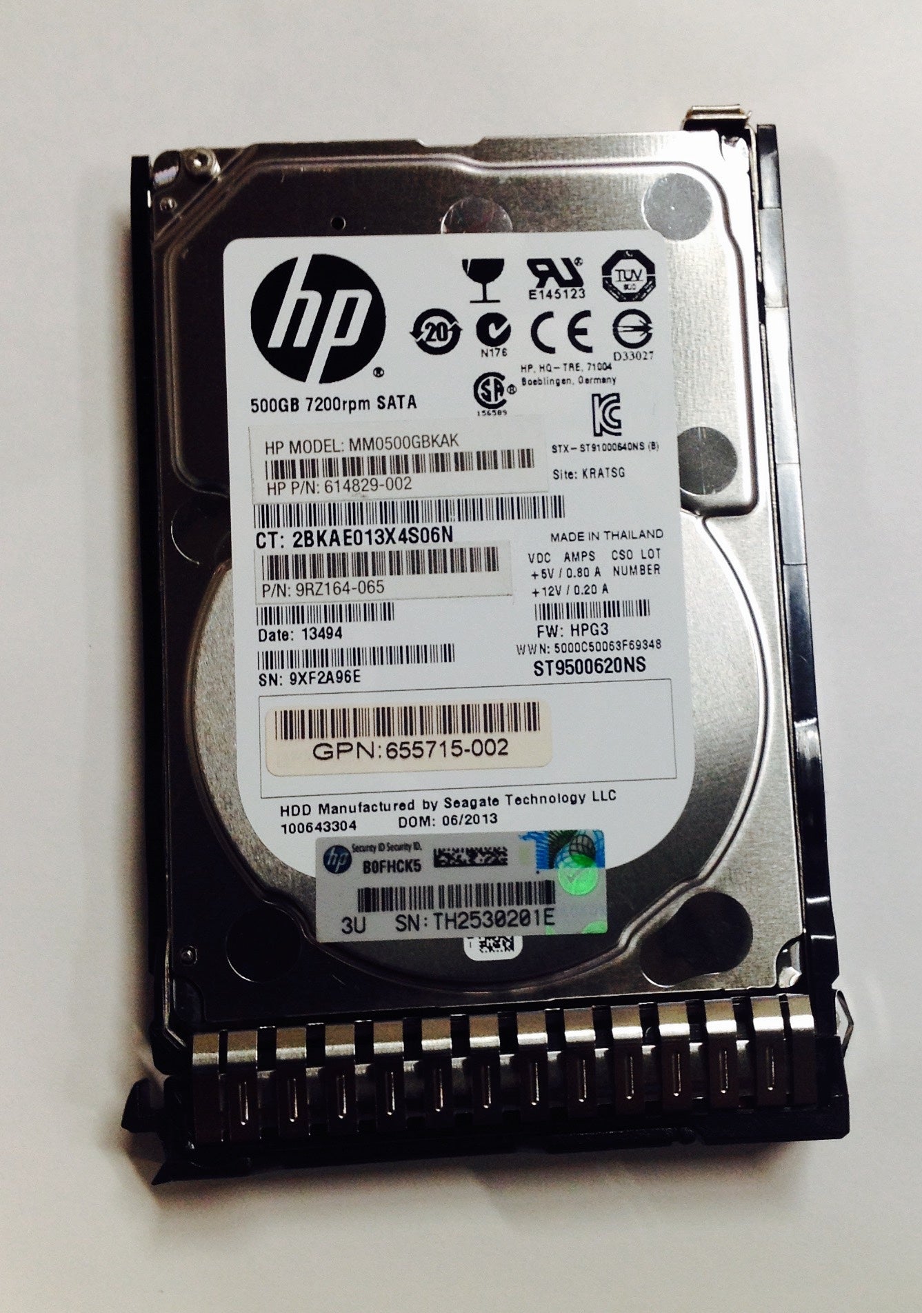 614829-002 HP G8 G9 500-GB 6G 7.2K 2.5 SATA SC ST9500620NS