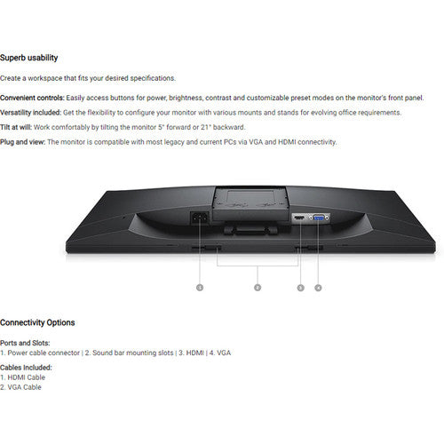 Dell 24-inch IPS FHD LED Widescreen Monitor E2418H, Used Grade B