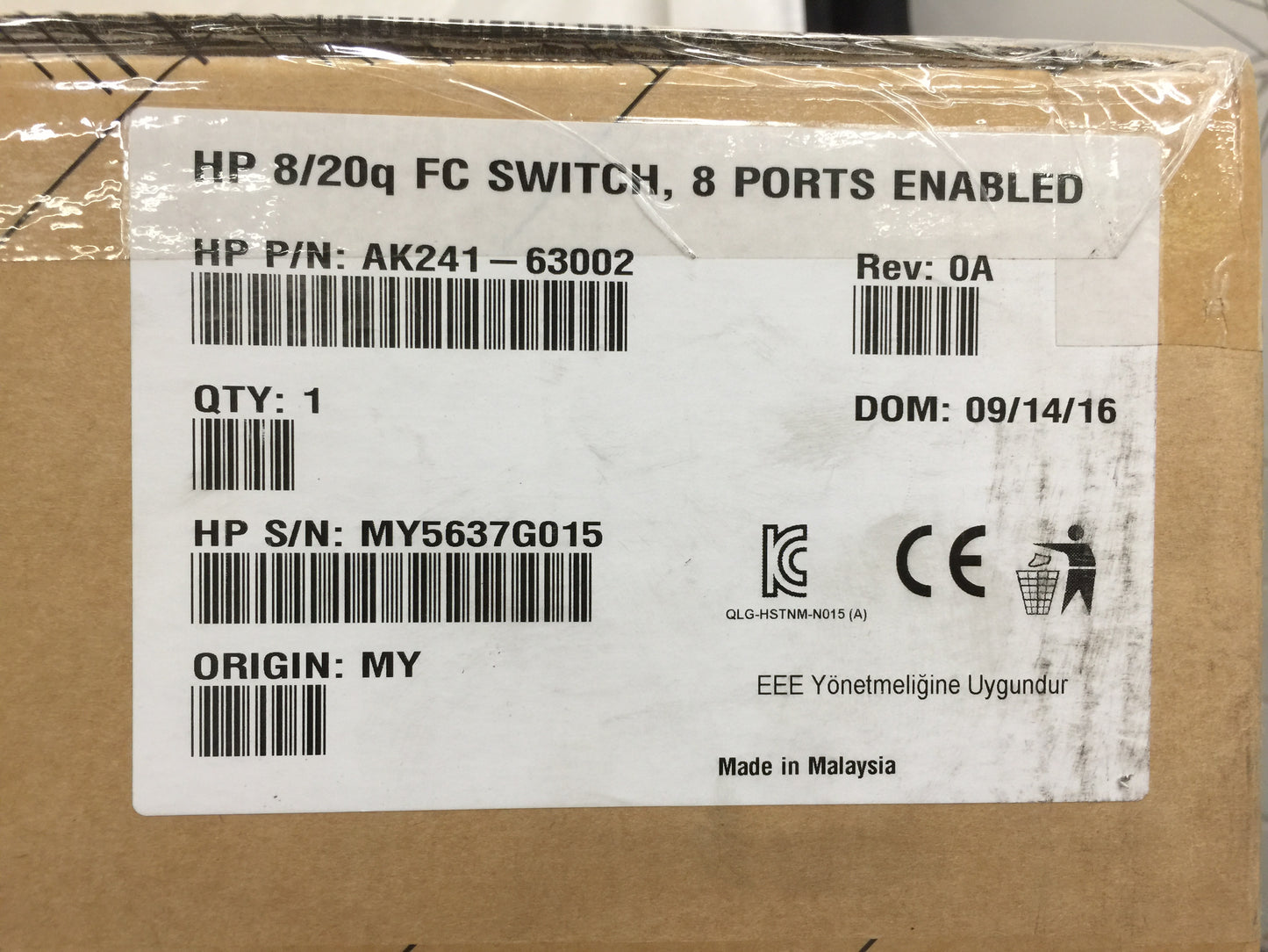 HP 8/8q FC SWITCH, 8 PORTS ENABLED AK241-63002