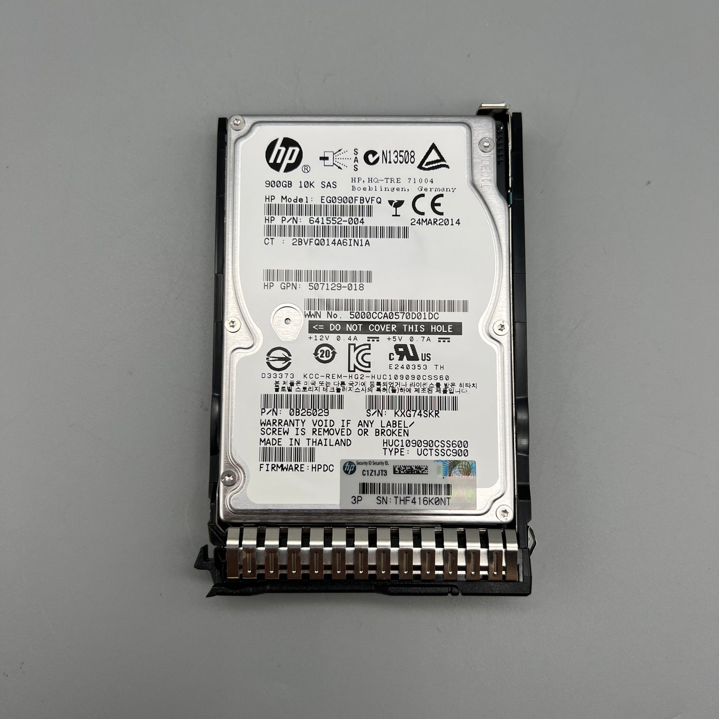 HP 900GB 10k SAS 6Gb/s 2.5" SFF with Hot-Plug tray 641552-004 507129-018 653971