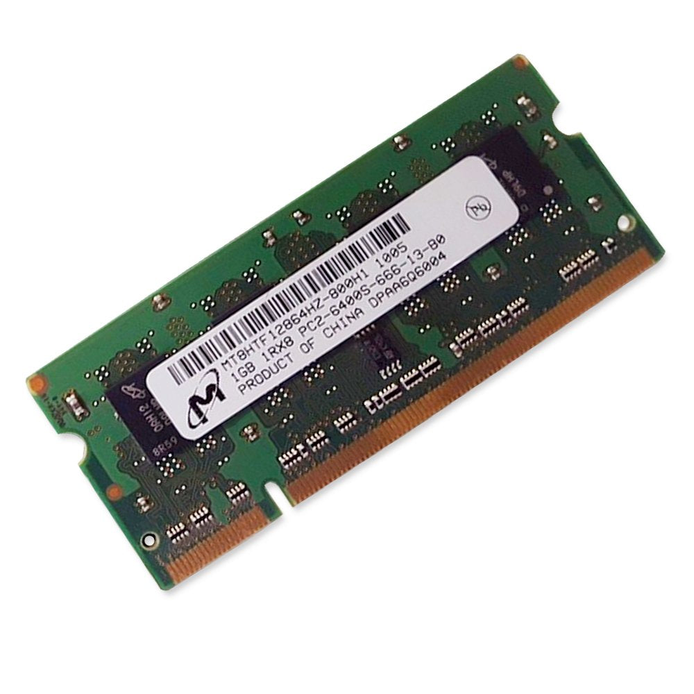 MICRON 1GB 200p PC2-6400 128x8 DDR2-800 1Rx8 Sodimm P/N: MT8HTF12864HZ-800H1