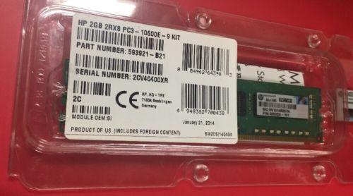 593921-B21 HP 2GB 2RX8 PC3-10600E - 9 KIT