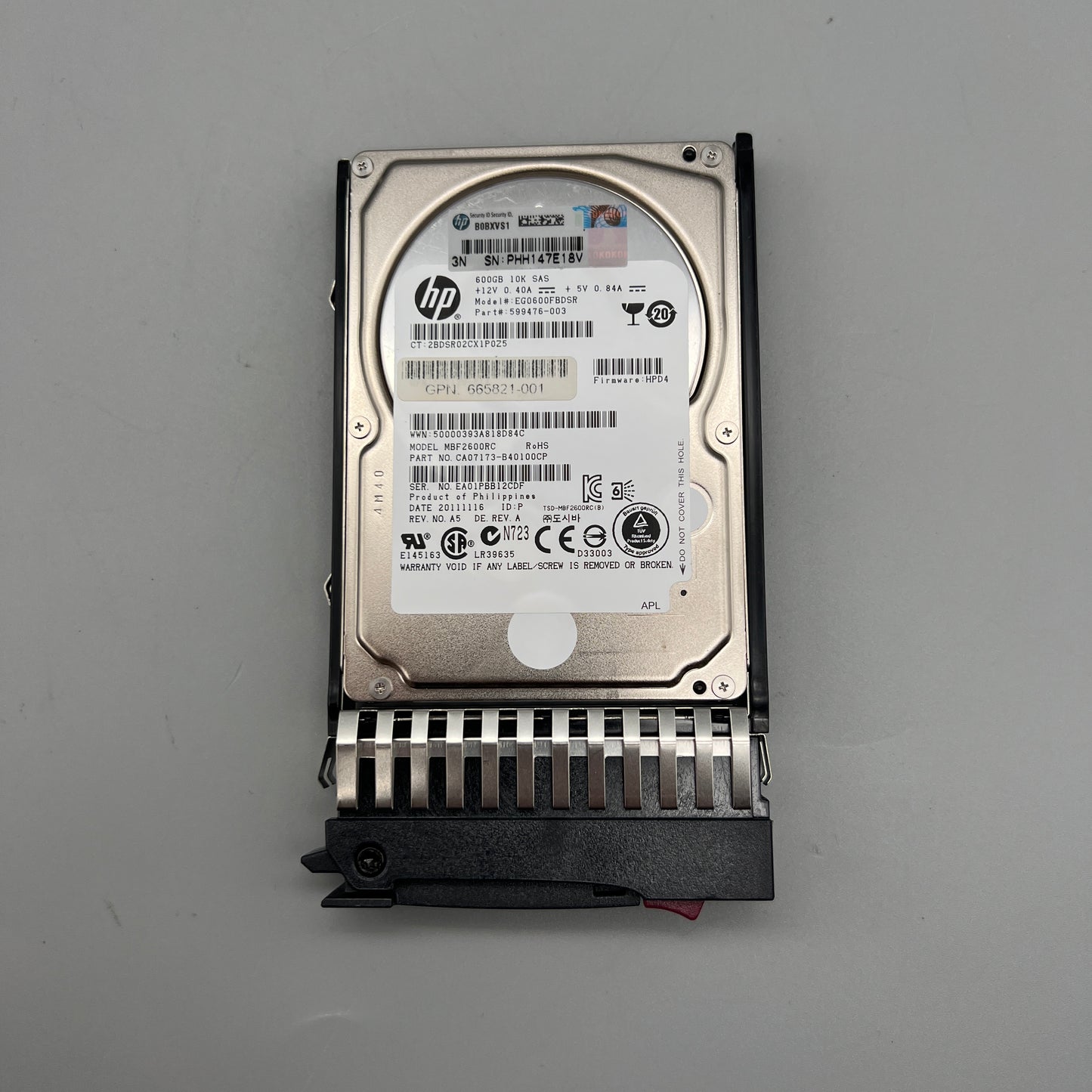HP 600GB 10K SAS 2.5" with tray HOT-pluggable 599476-003 665821-001 666438-001