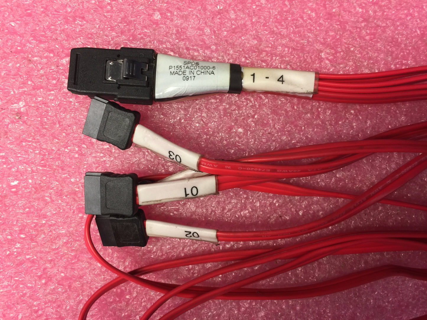 3Ware P1551AC01000-6 SAS Controller SFF-8087 to 4x SATA Breakout Cable
