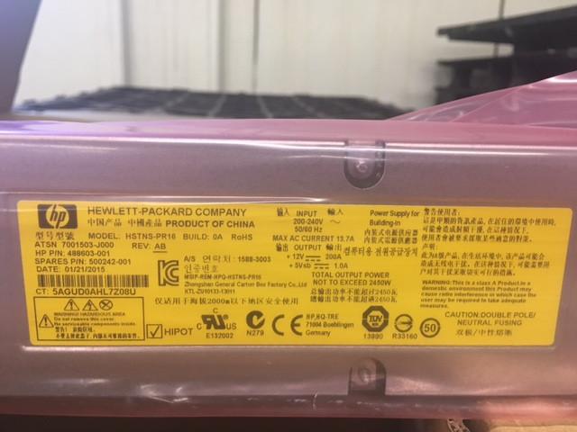 HP 500242-001 BLC7000 2450W Power Supply 488603-001, 499243-B21