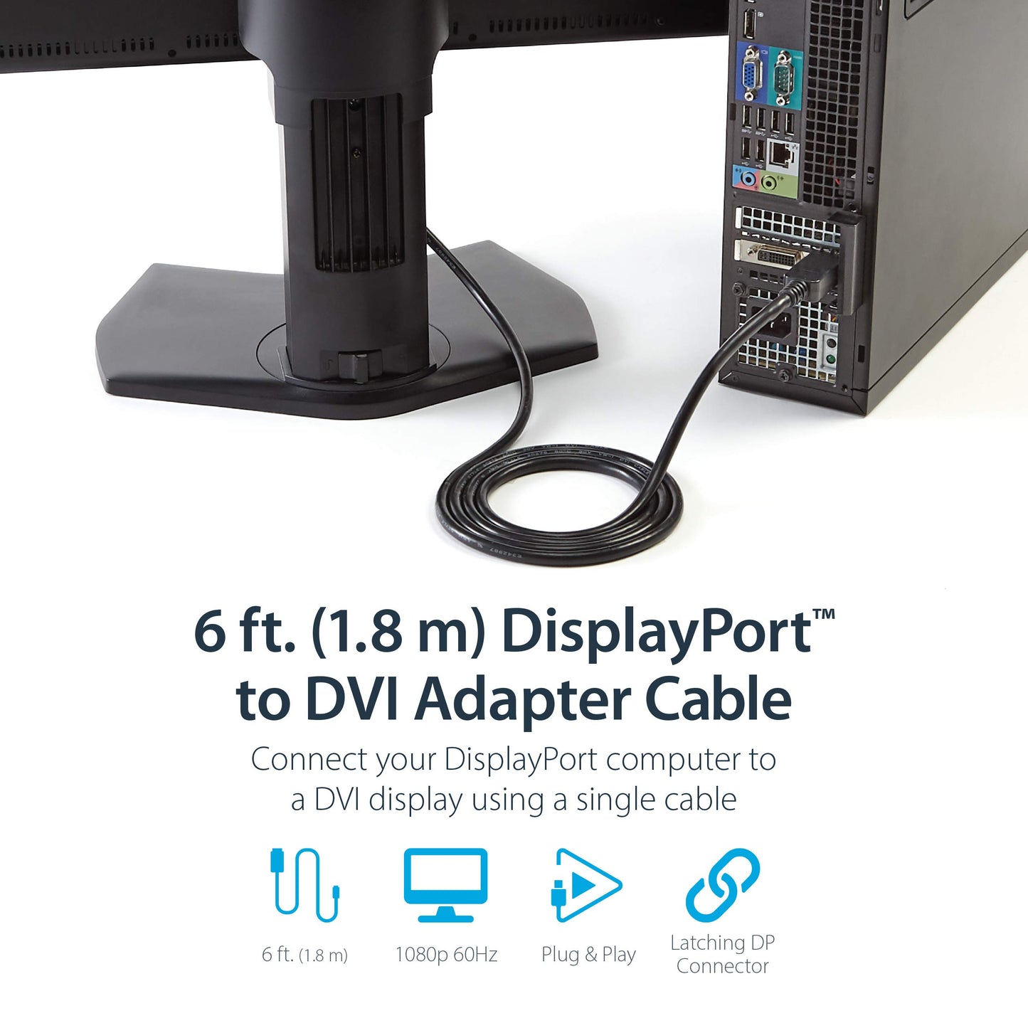 StarTech.com DisplayPort to DVI Cable - 6ft / 2m (DP2DVI2MM6)