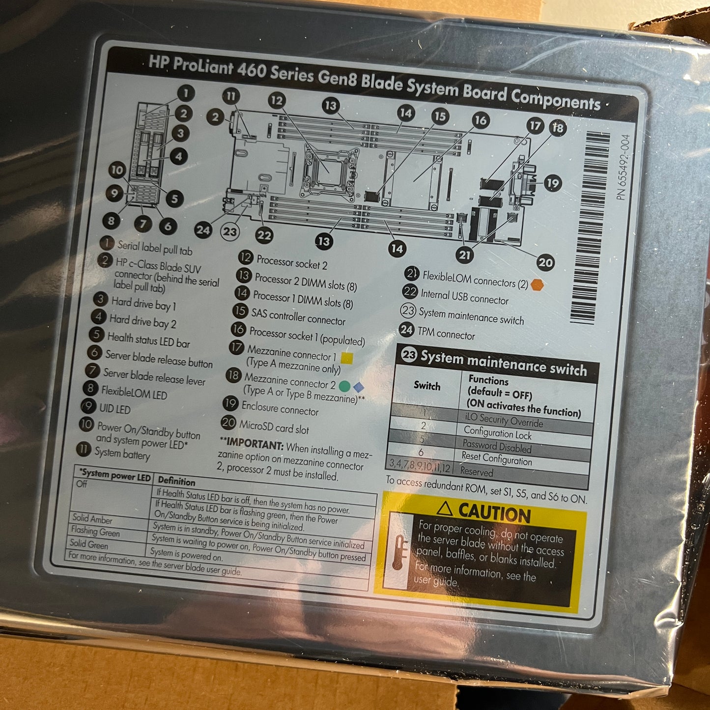 HP OEM ProLiant BL460c Gen8 Blade Server Blade MCS 2012 1A P\N:C0G15A