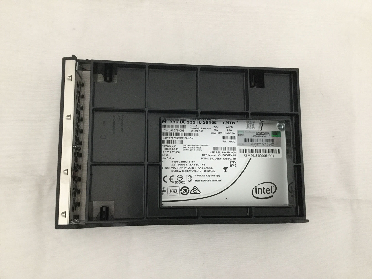 804574-006 HPE 1.6TB SATA 6G 2.5" SSD 0-Hours SSDSC2BB016T6P 840995-001 S3510