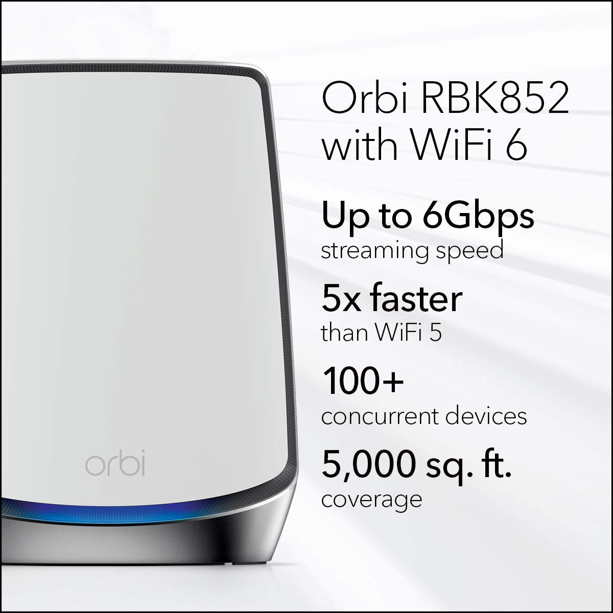 NETGEAR Orbi RBK852 Whole Home Tri-band Mesh WiFi 6 System(RBR850+RBS850) Used