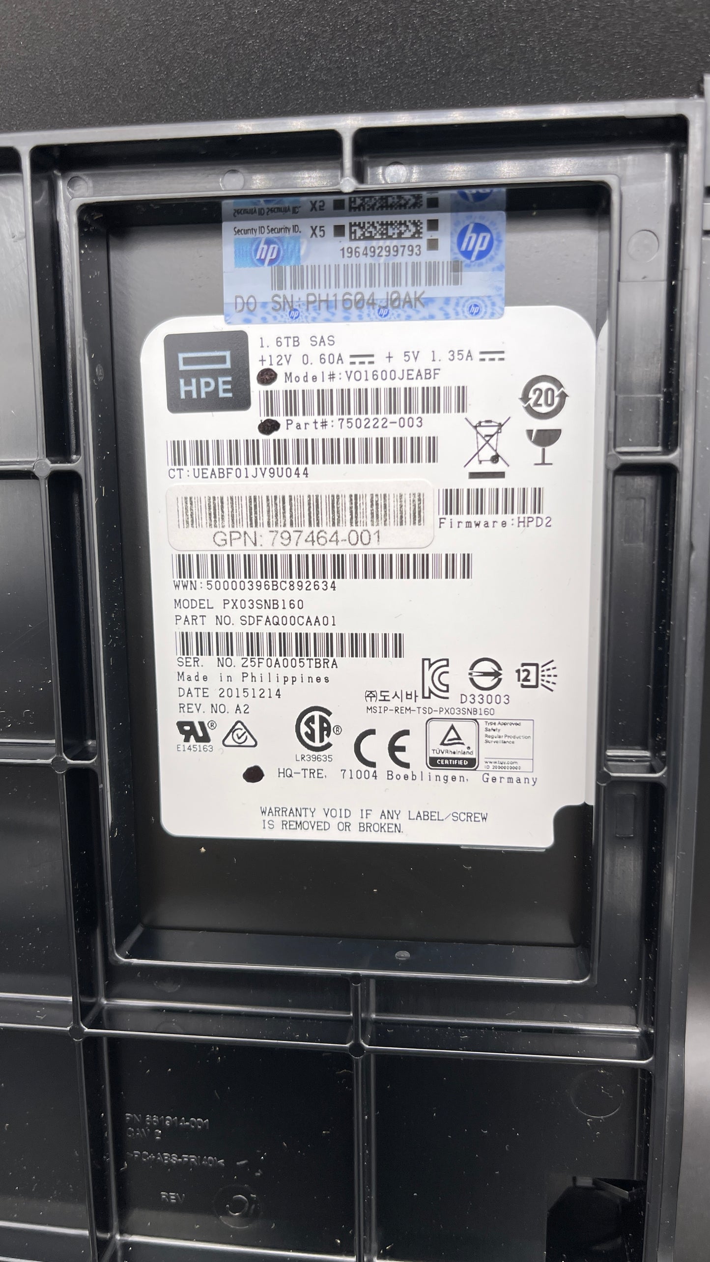 797464-001 - HP 1.6TB SAS 12Gb/s Value Endurance 3.5-inch Solid State Drive