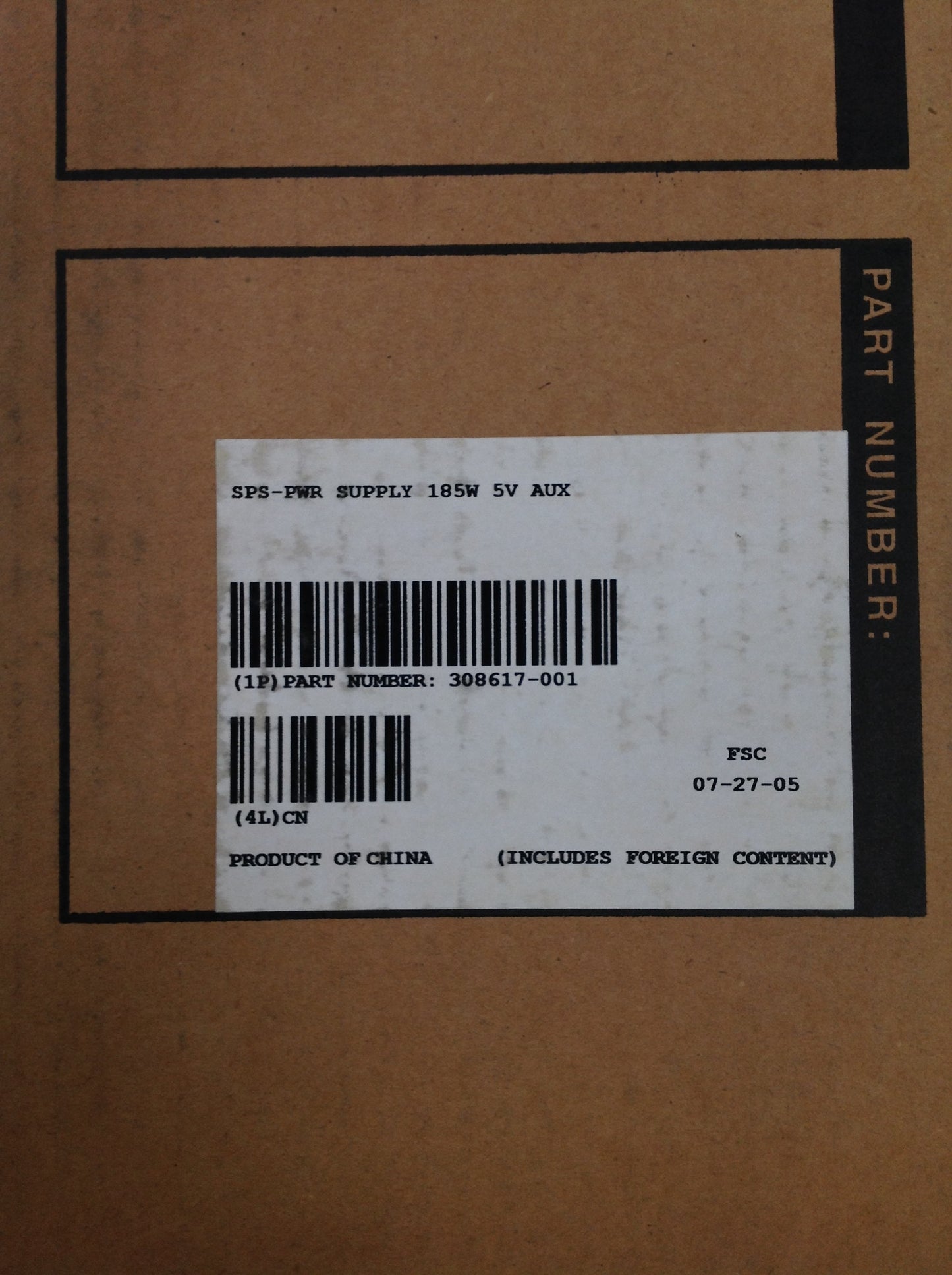 COMPAQ 185W 120-240 POWER SUPPLY P/N 308617-001