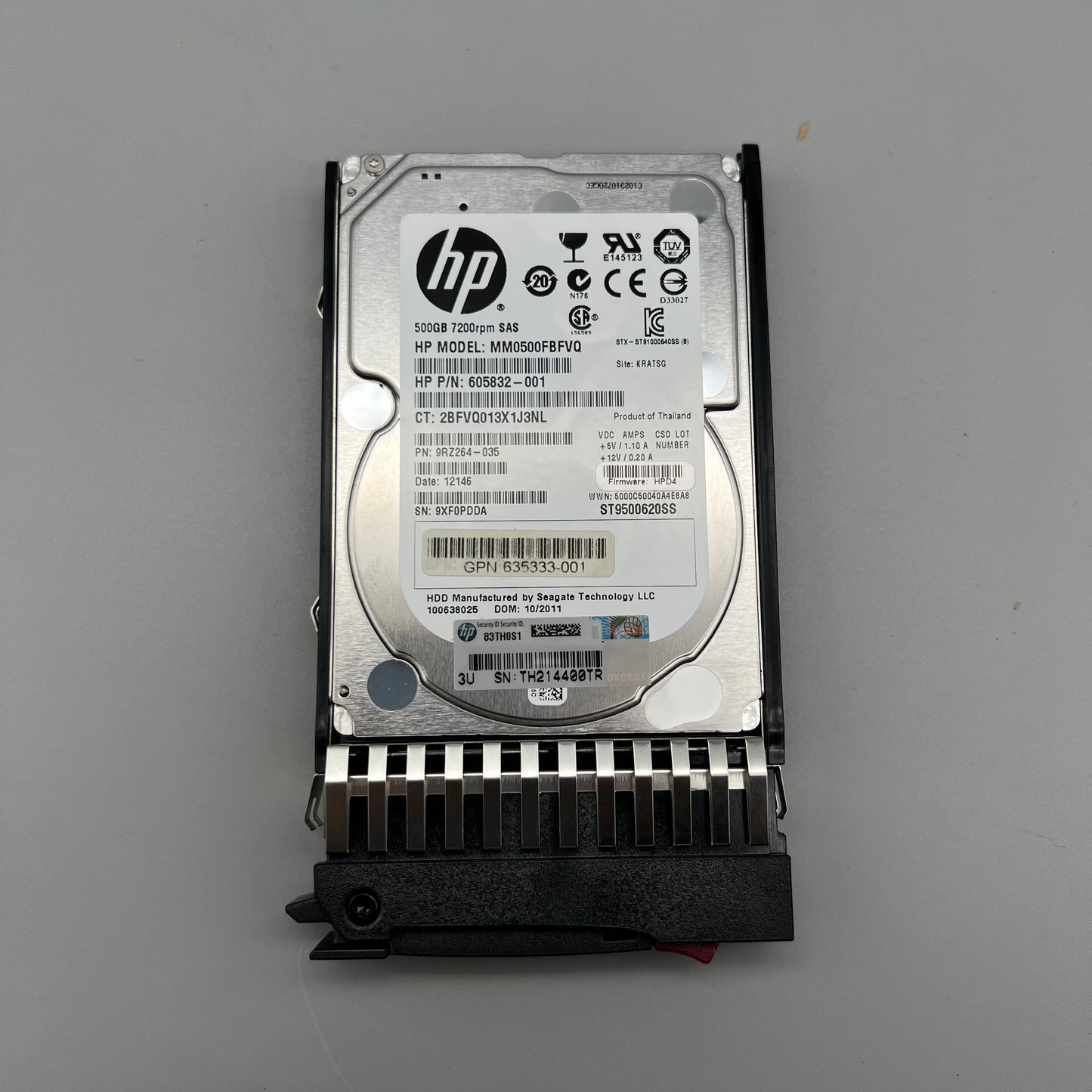 HP 500GB 7200rpm SAS 2.5" MDL with tray 635333-001 605832-001 583714-001