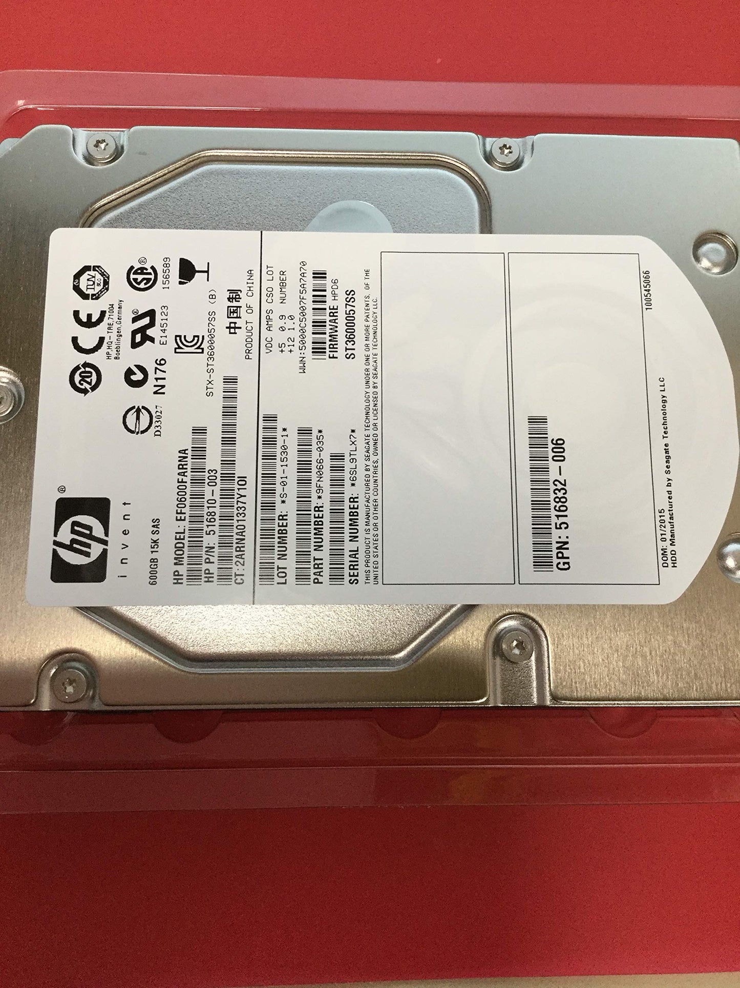 HP 600GB 15K SAS no tray 516810-003 533871-003 516832-006