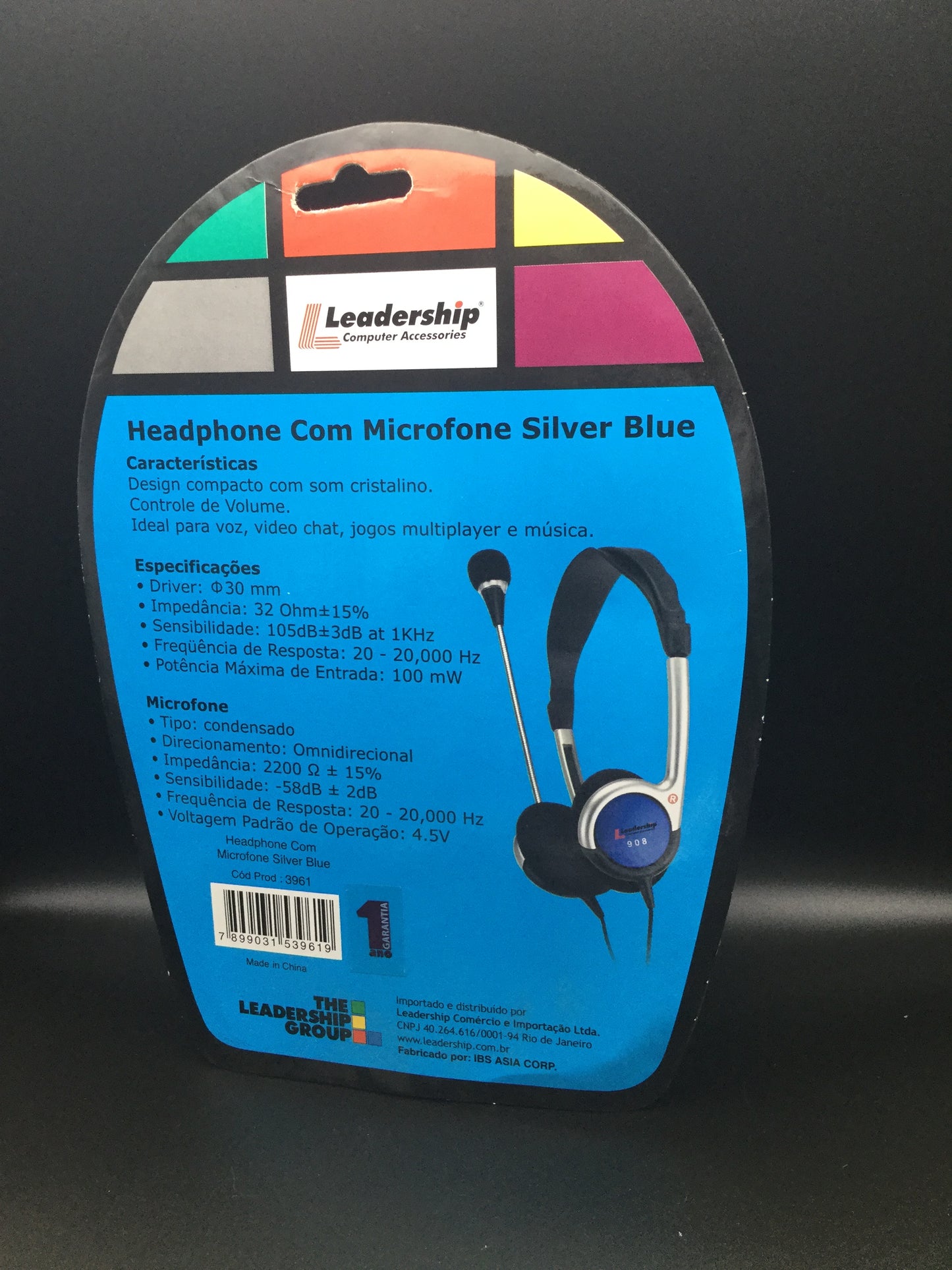 Headset COM Microfone Sivler/Blue