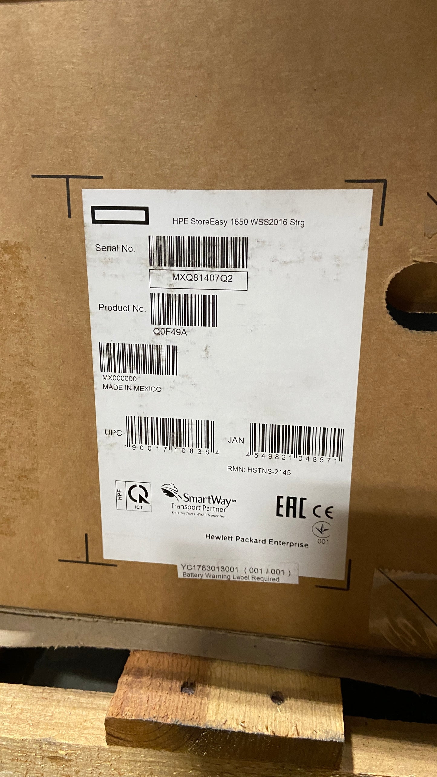 Brand New HPE Q0F49A StoreEasy 1650 WSS2016 Storage HPE