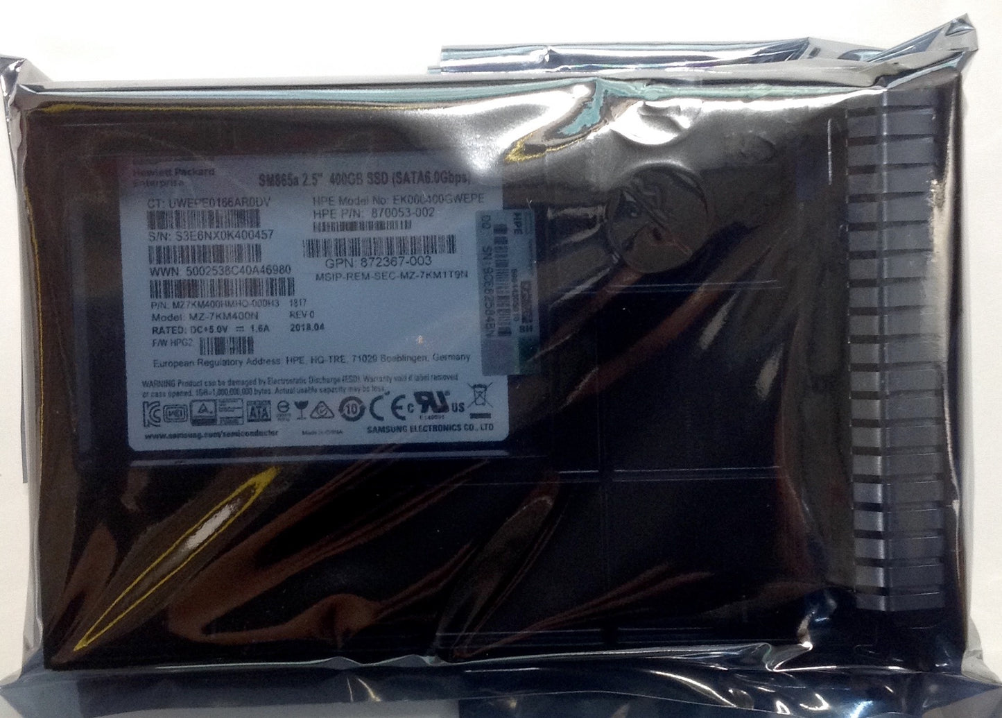 HP 872367-003 400GB 6G SATA WI LFF SSD