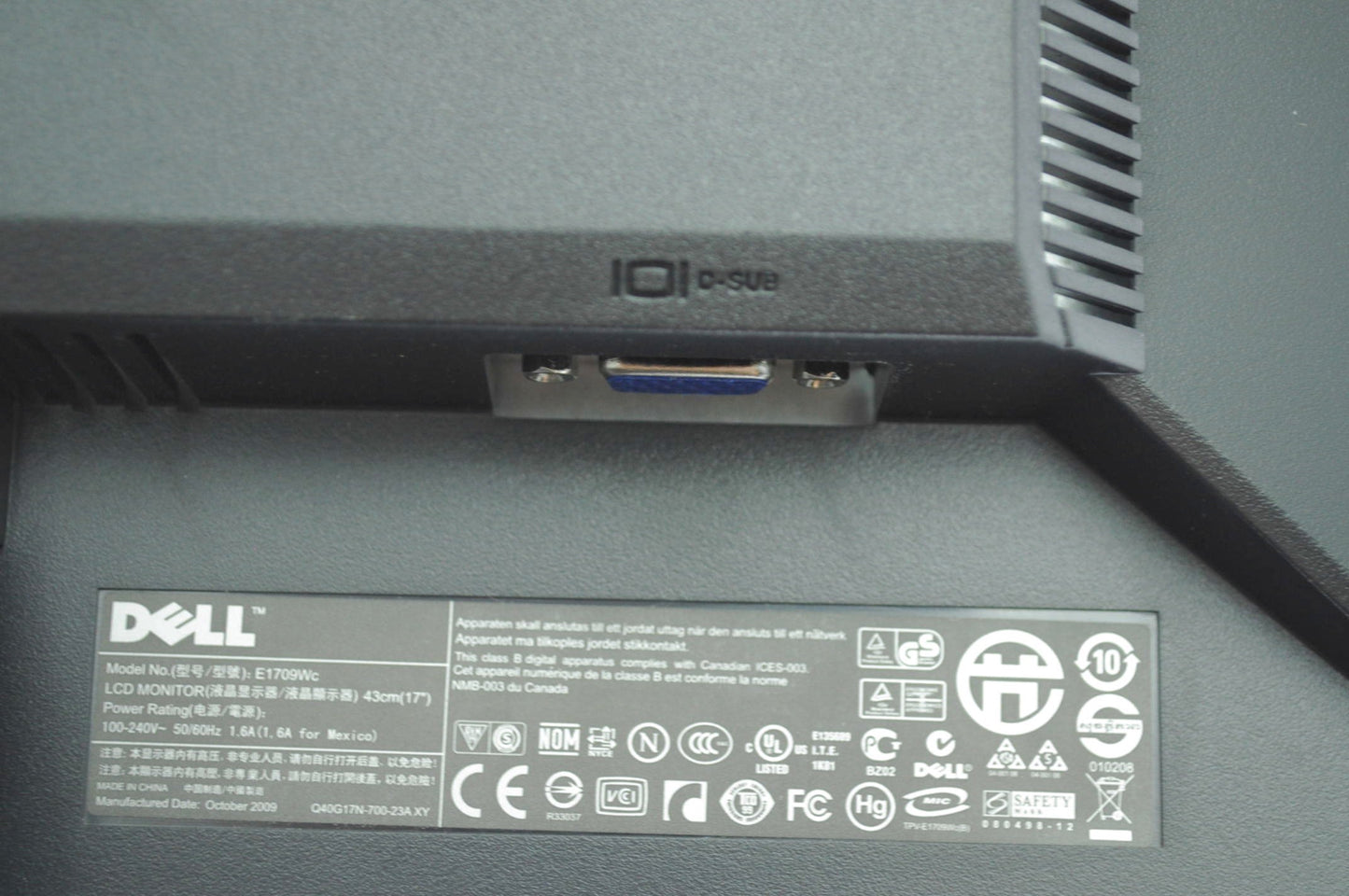 Dell E1709WC Black 17" Wide Screen Screen LCD Flat Panel Monitor used Grade B