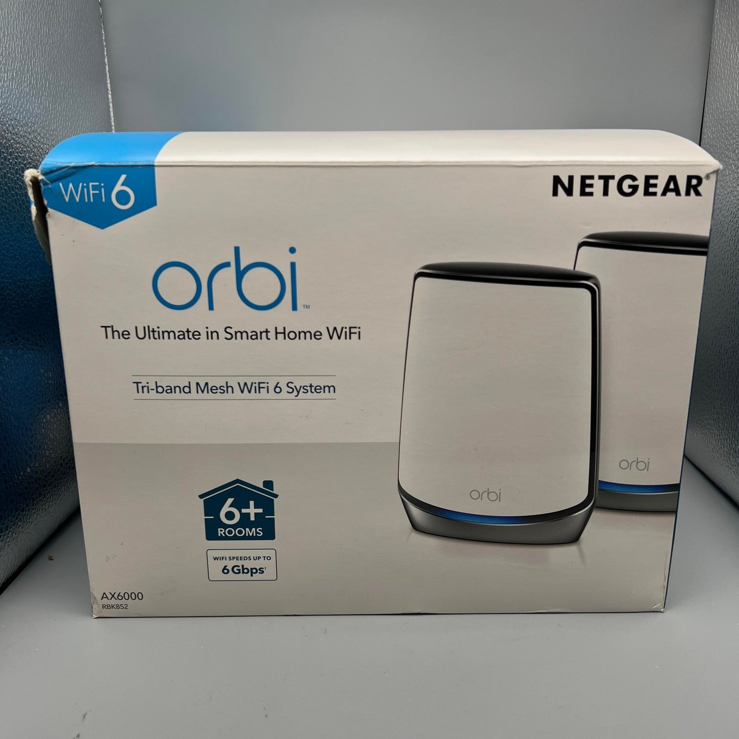 NETGEAR Orbi RBK852 Whole Home Tri-band Mesh WiFi 6 System(RBR850+RBS850) Used