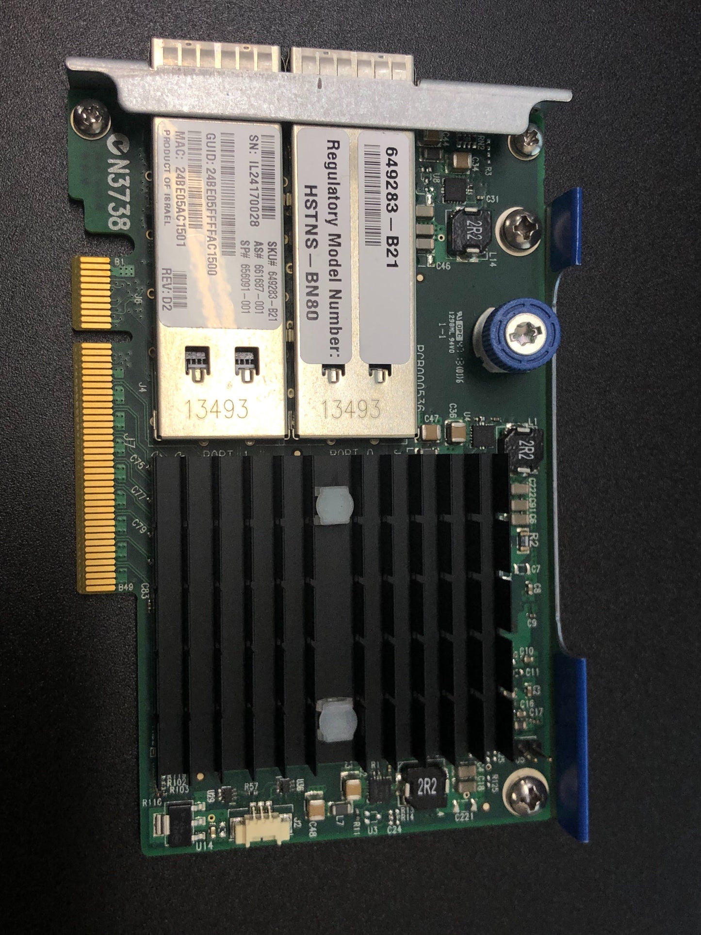 HP 656091-001 QDR/EN 10GB DUAL PORT 544FLR-QSFP ADAPTER - 649283-B21, 661687-001