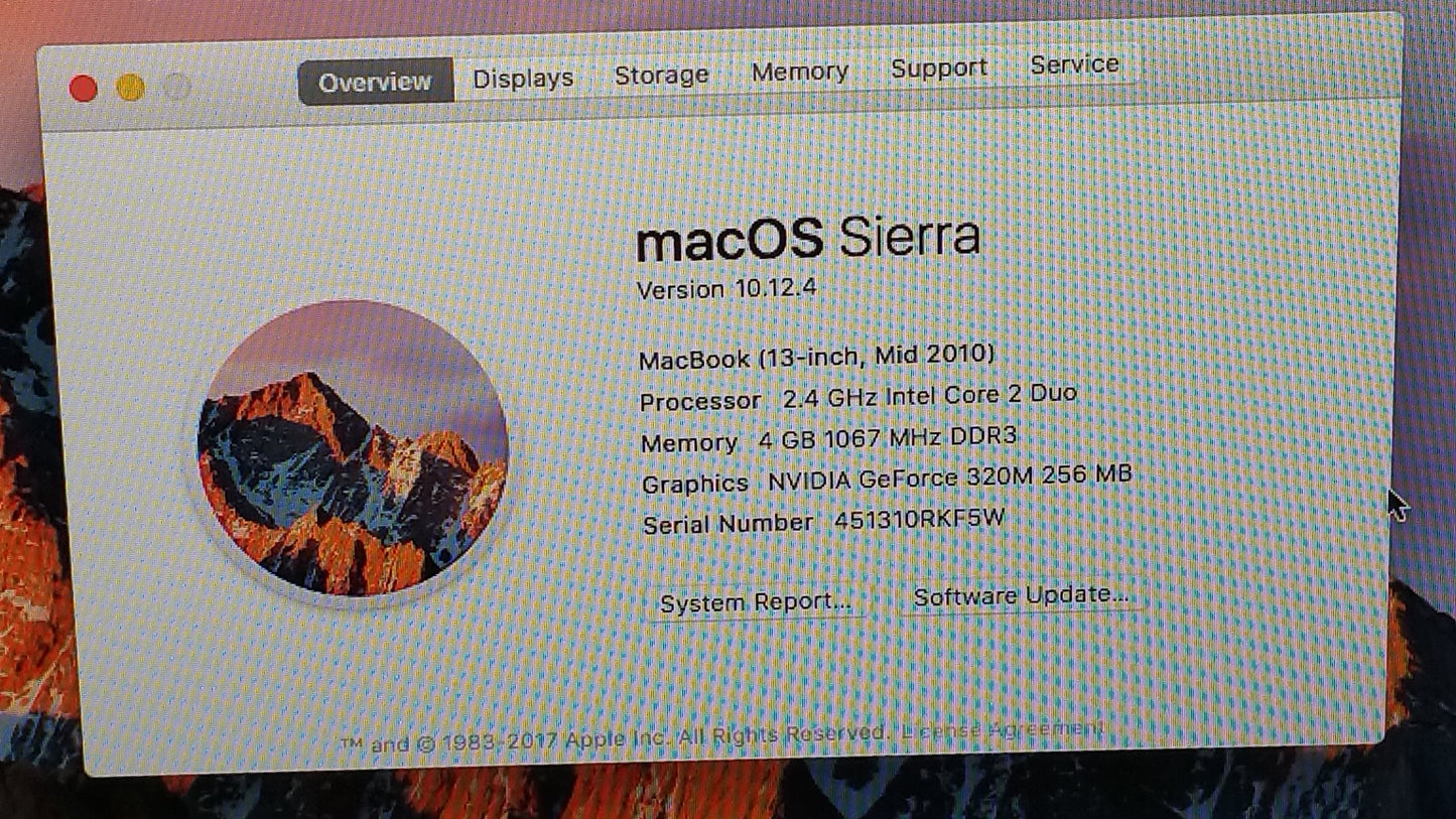 Macbook A1342 2.4GHz, 2GB, 250GB HDD - used