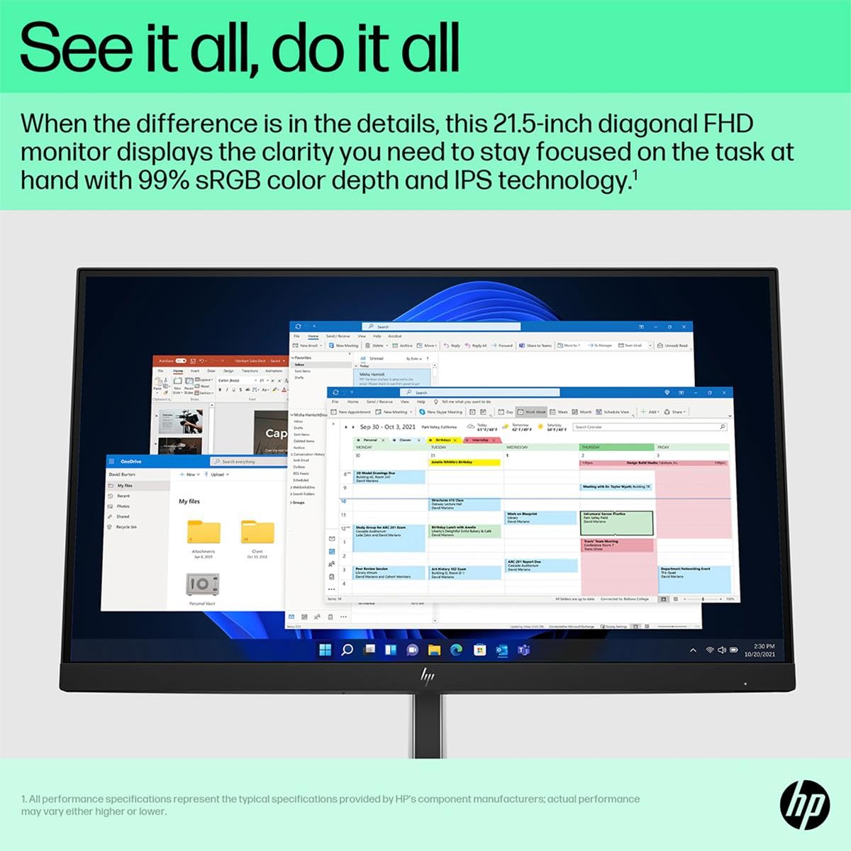 HP E22 G5 21.5" Full HD LCD Monitor - 16:9 - Black, Silver - 22" Class - in-Plane Switching (IPS) Technology - Used Grade A