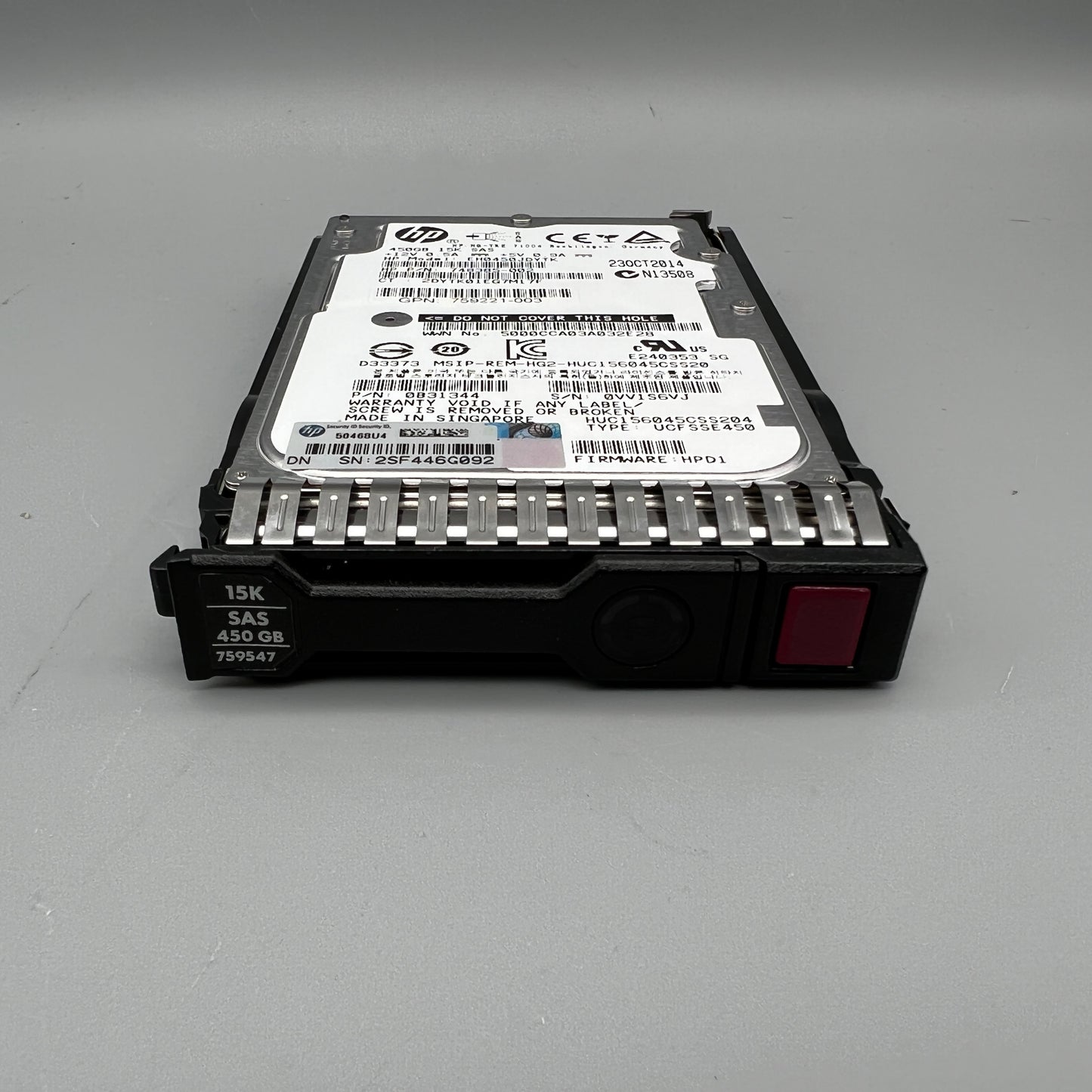 HP 450GB 15K SAS 12Gb/s with tray HOT-PLUG G8-G9 759221-003 748385-002 759547