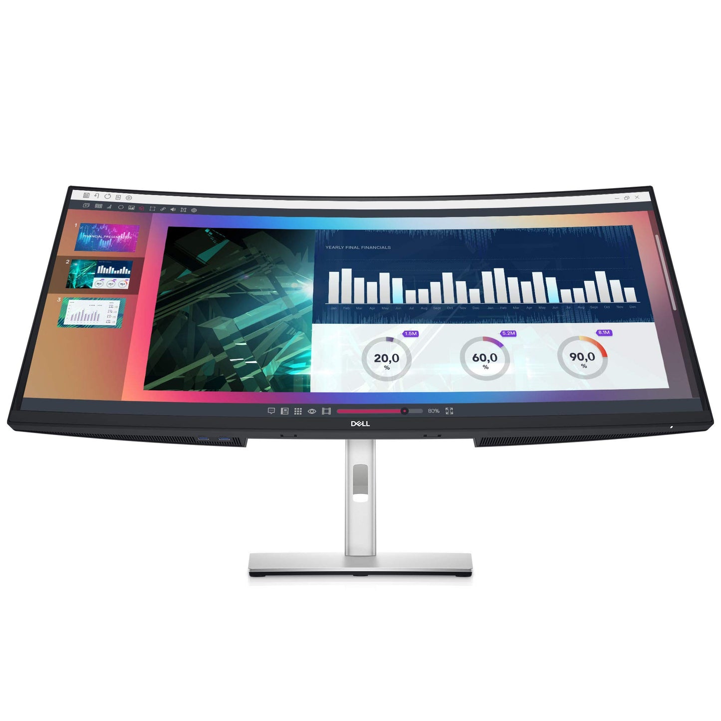 Dell 34 Inch Ultrawide , WQHD (Wide Quad High Definition), Curved USB-C Monitor (P3421W), used Grade B