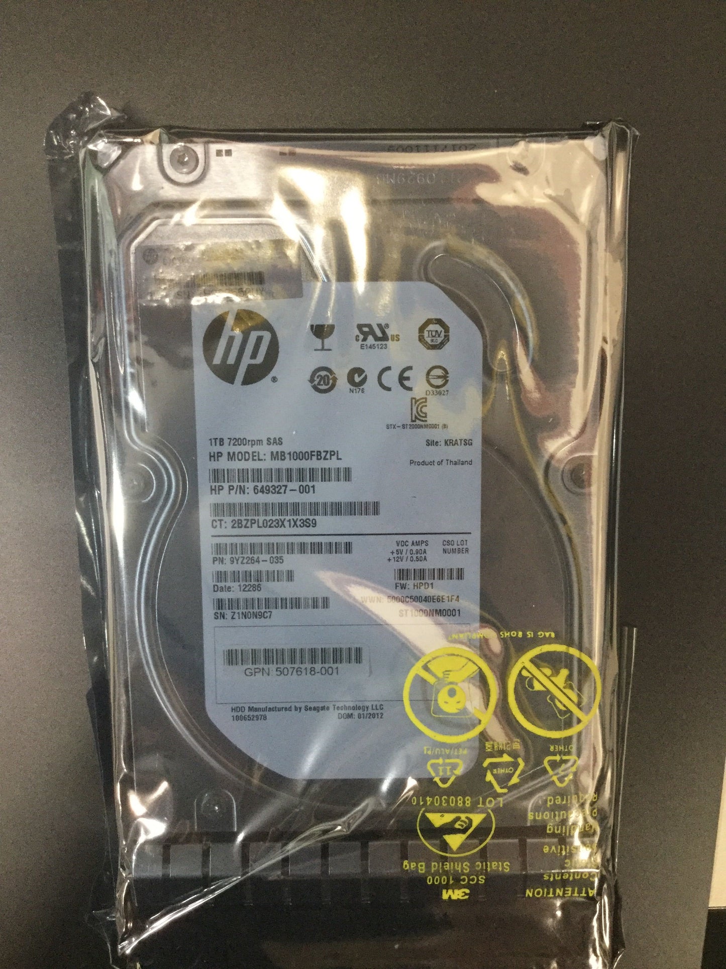 HP 508011-001 Drive, HD, 1TB, 7.2K 3.5 6G SAS HP MDL